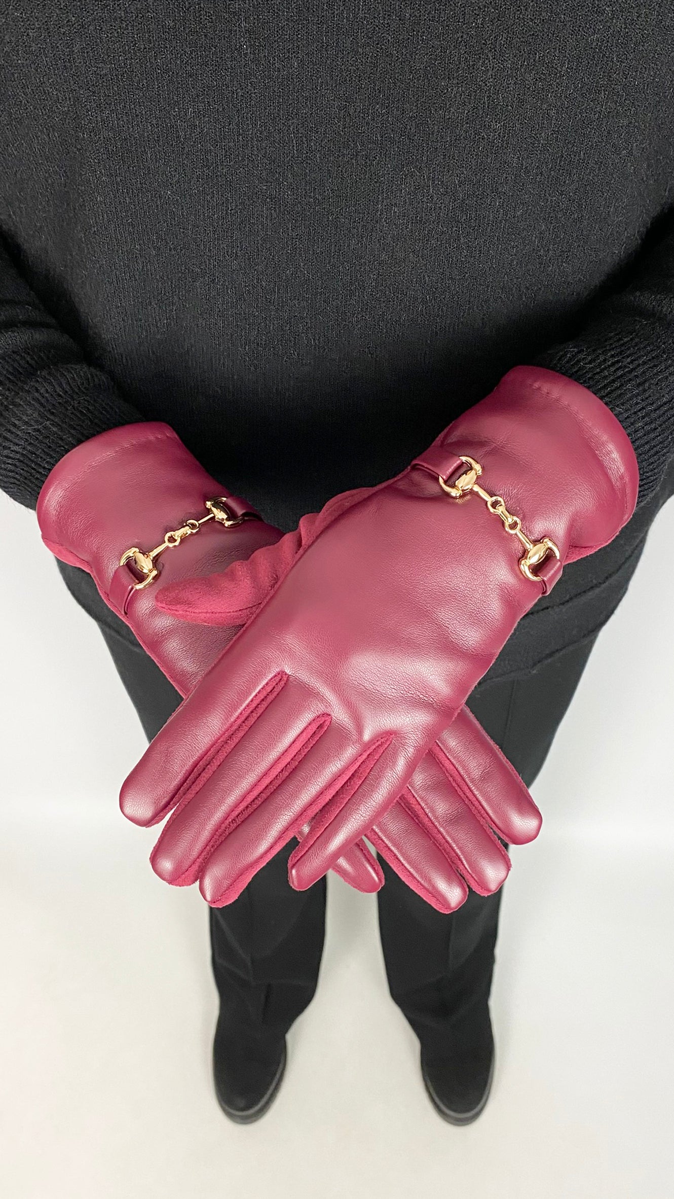 Faux leather buckle detail gloves | 3 Colours
