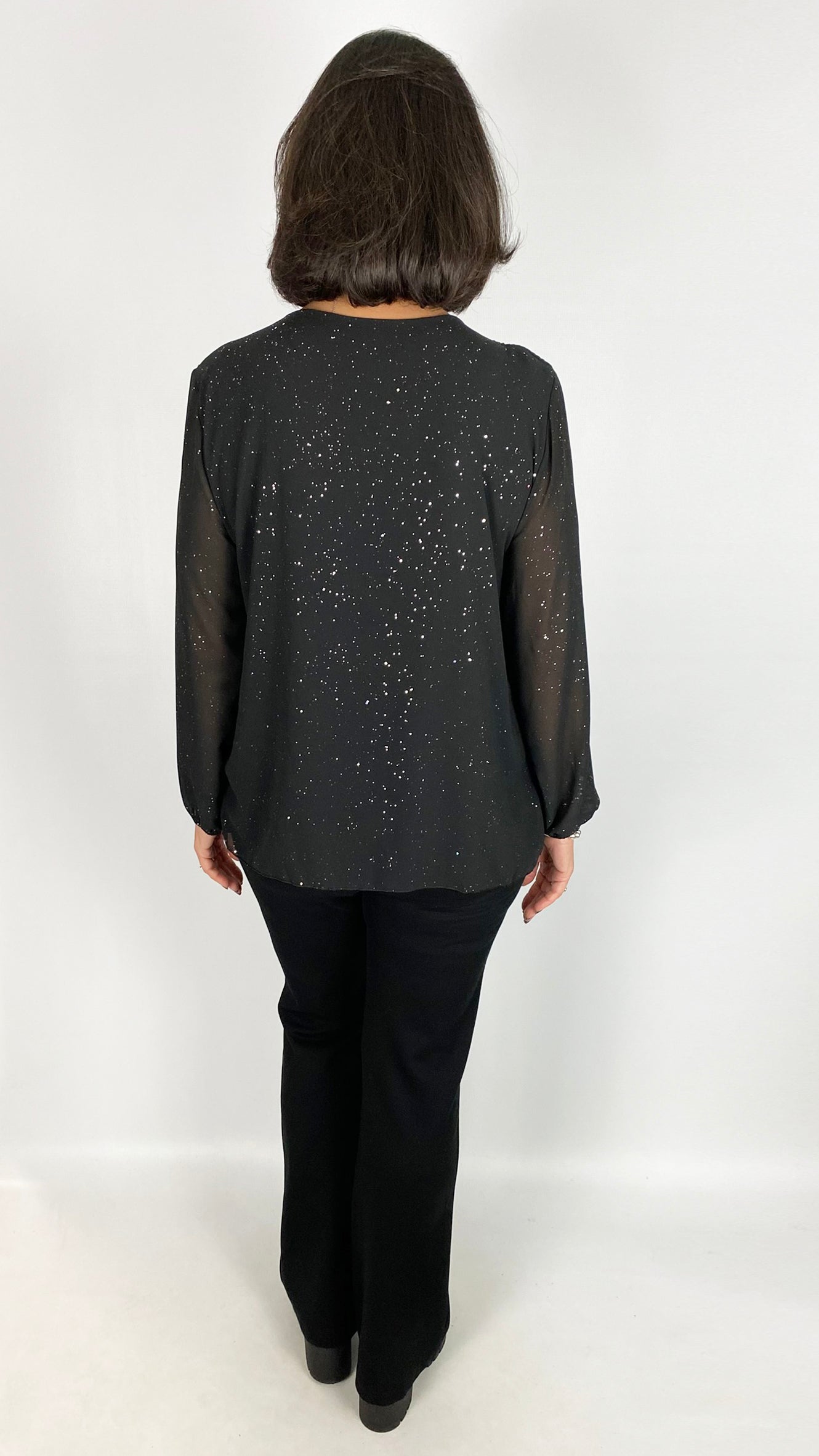 Sparkle pleated long sleeve blouse | 3 Colours