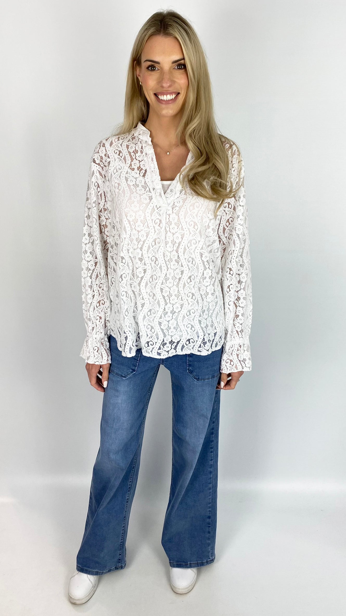 Frill sleeve lace blouse with cami | 4 Colours | last 1