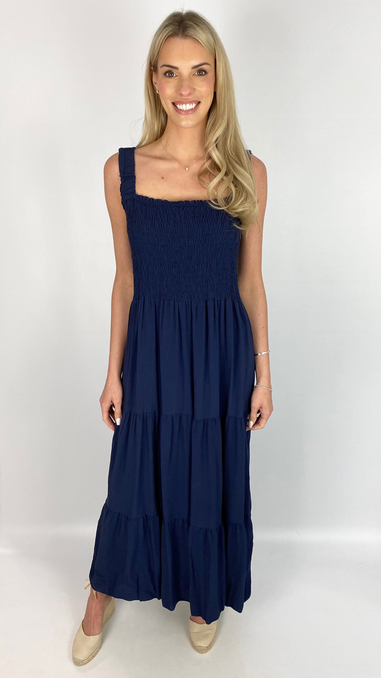 Shirred bust tiered maxi dress | 3 new! Colours