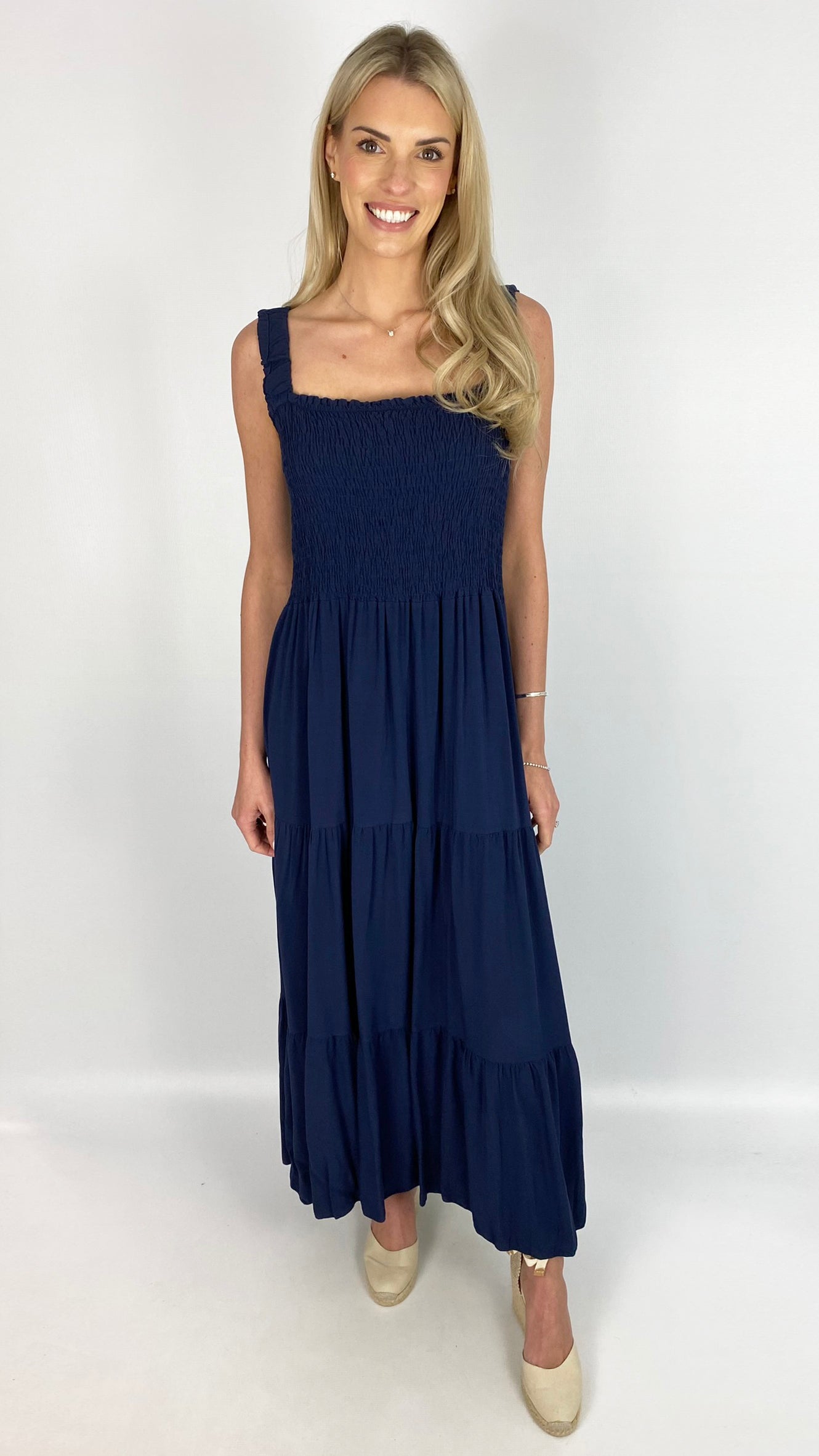 Shirred bust tiered maxi dress | 3 new! Colours