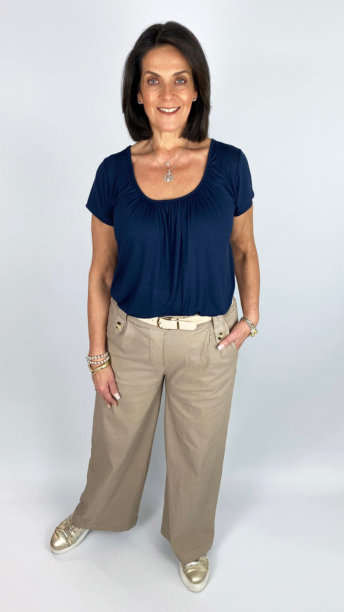 Stretch cotton straight-leg pull-on pant | 5 Colours