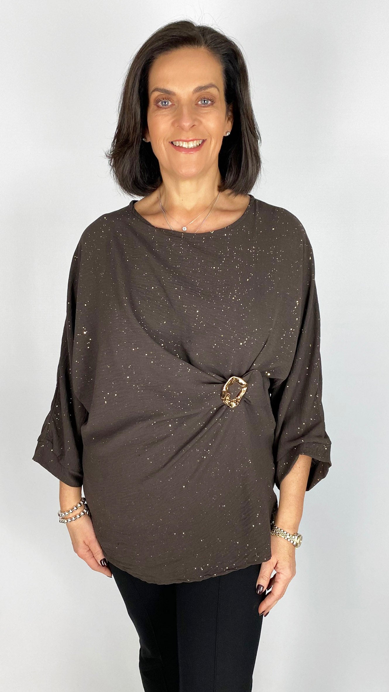 Side gathered sparkle top | 2 Colours