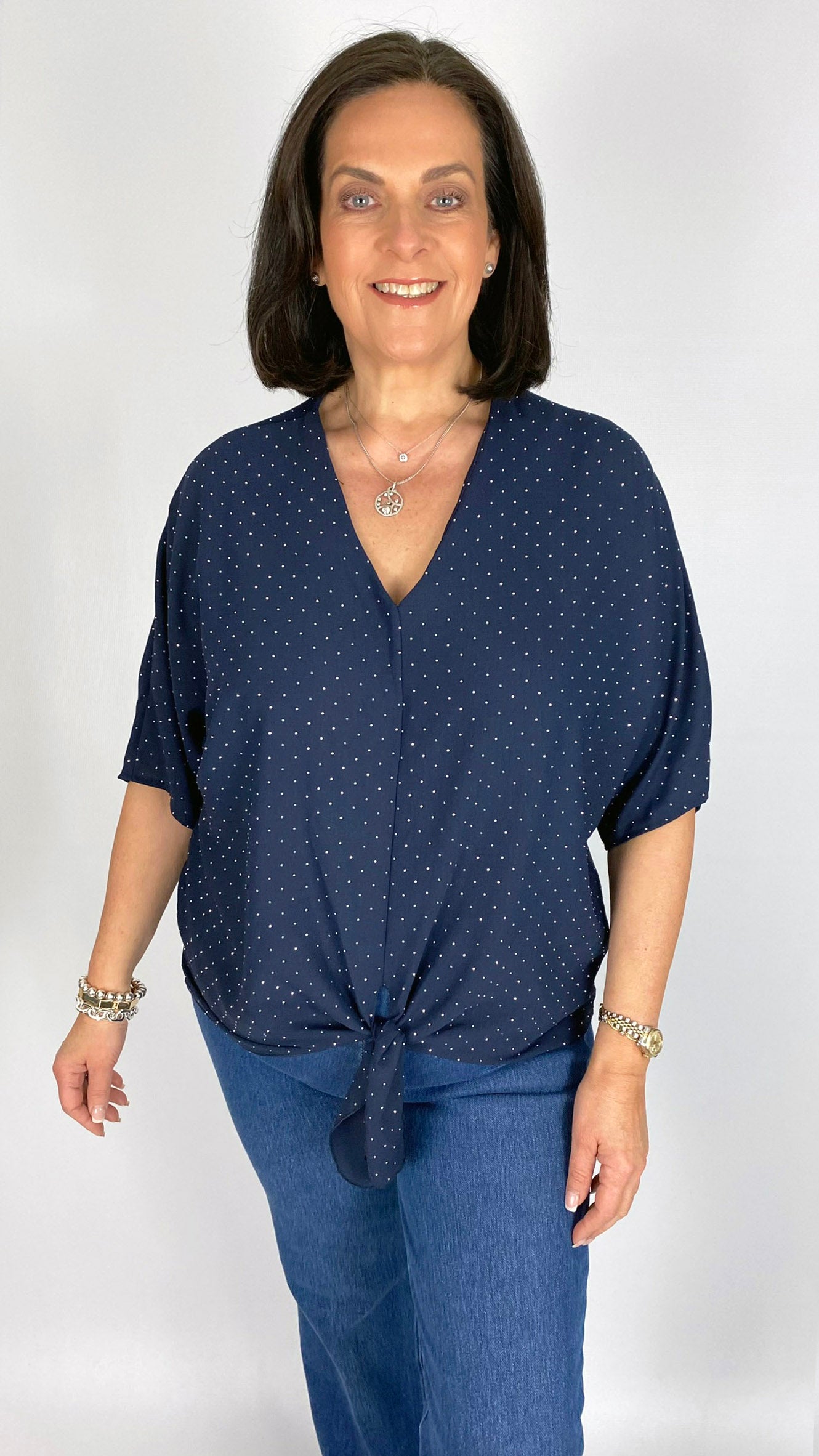 Front tie V-neck diamante top | 6 Colours | last 1s
