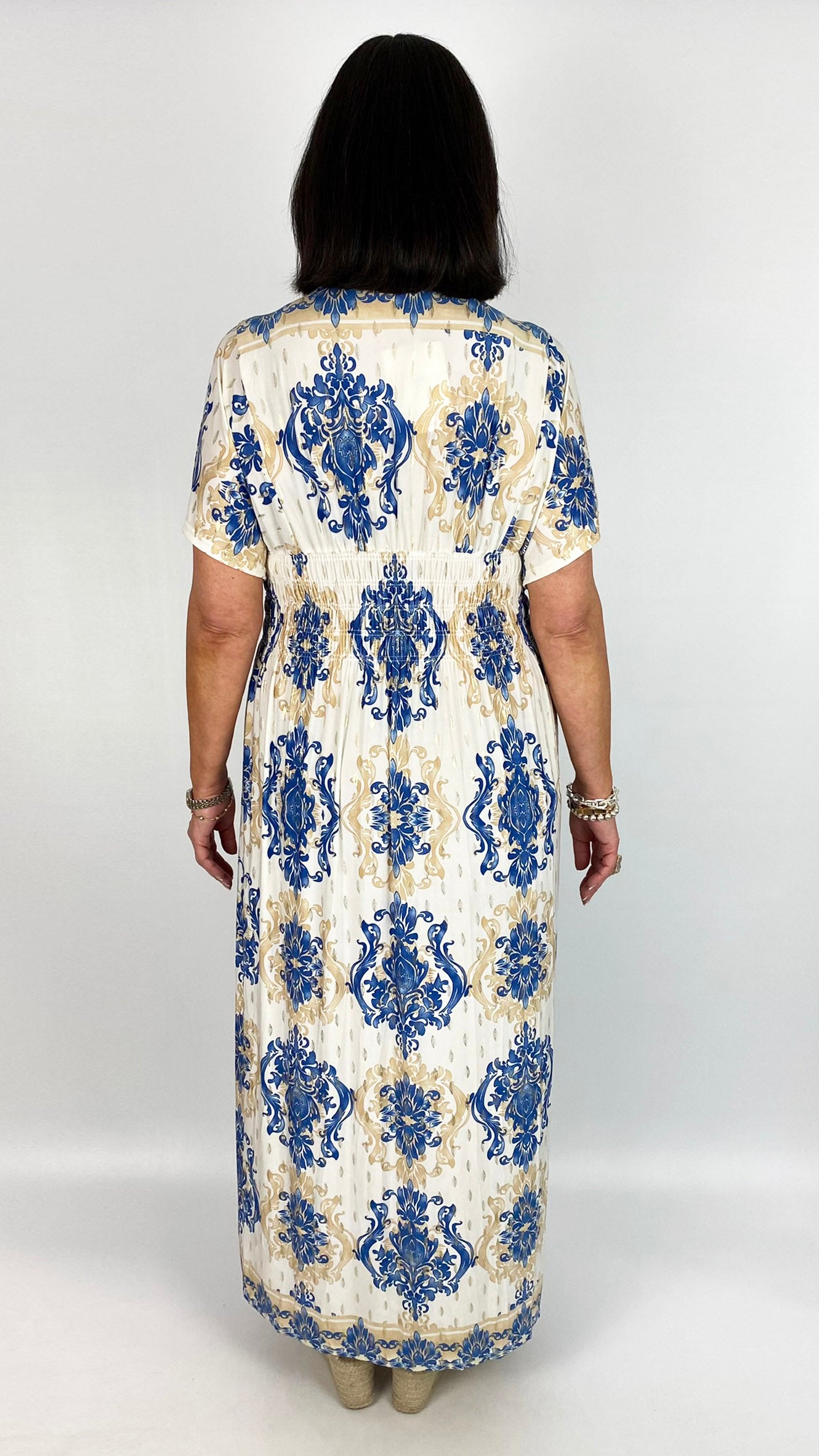 Crease-free crossover maxi dress | 3 classic Baroque Prints