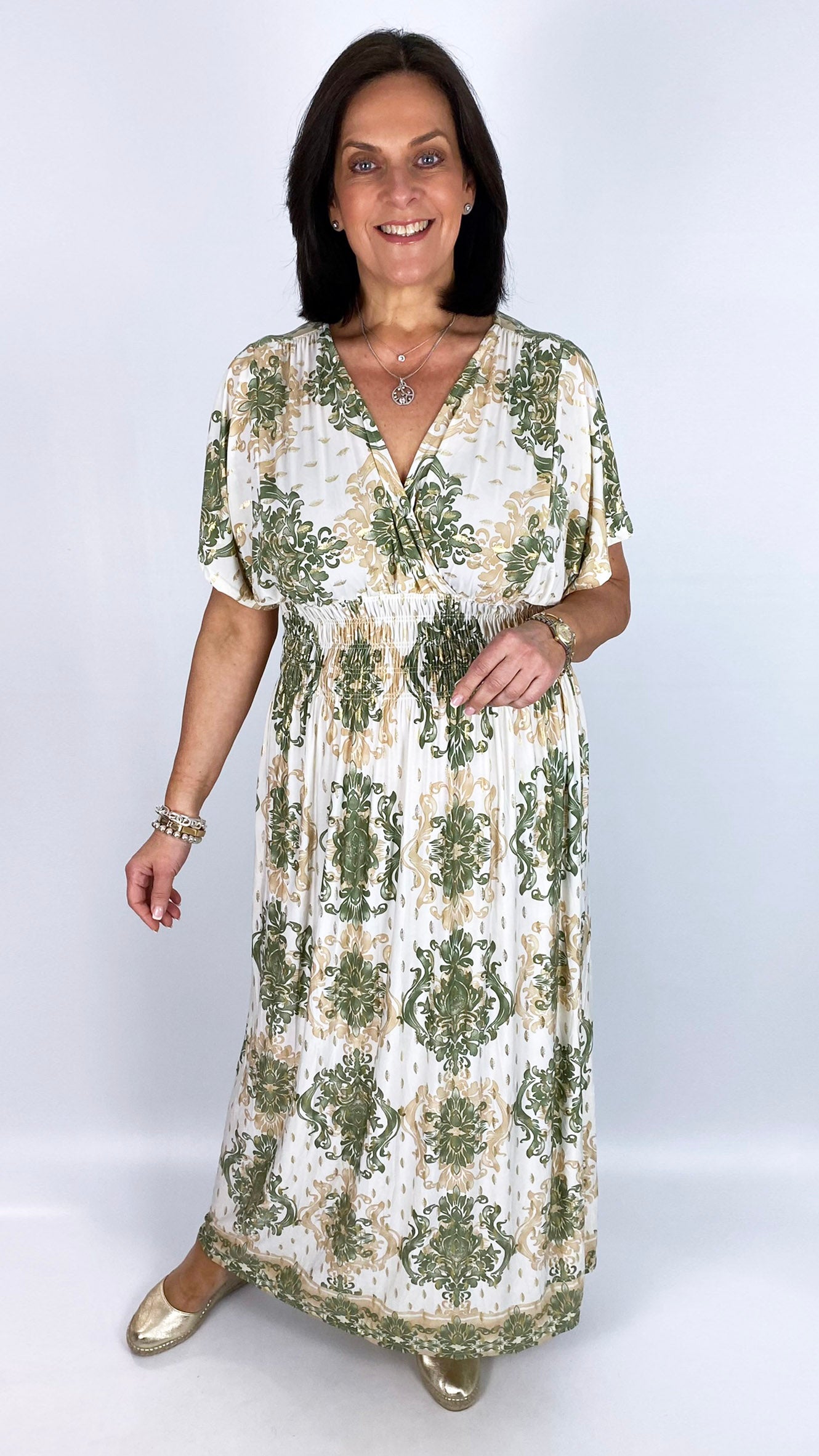 Crease-free crossover maxi dress | 3 classic Baroque Prints
