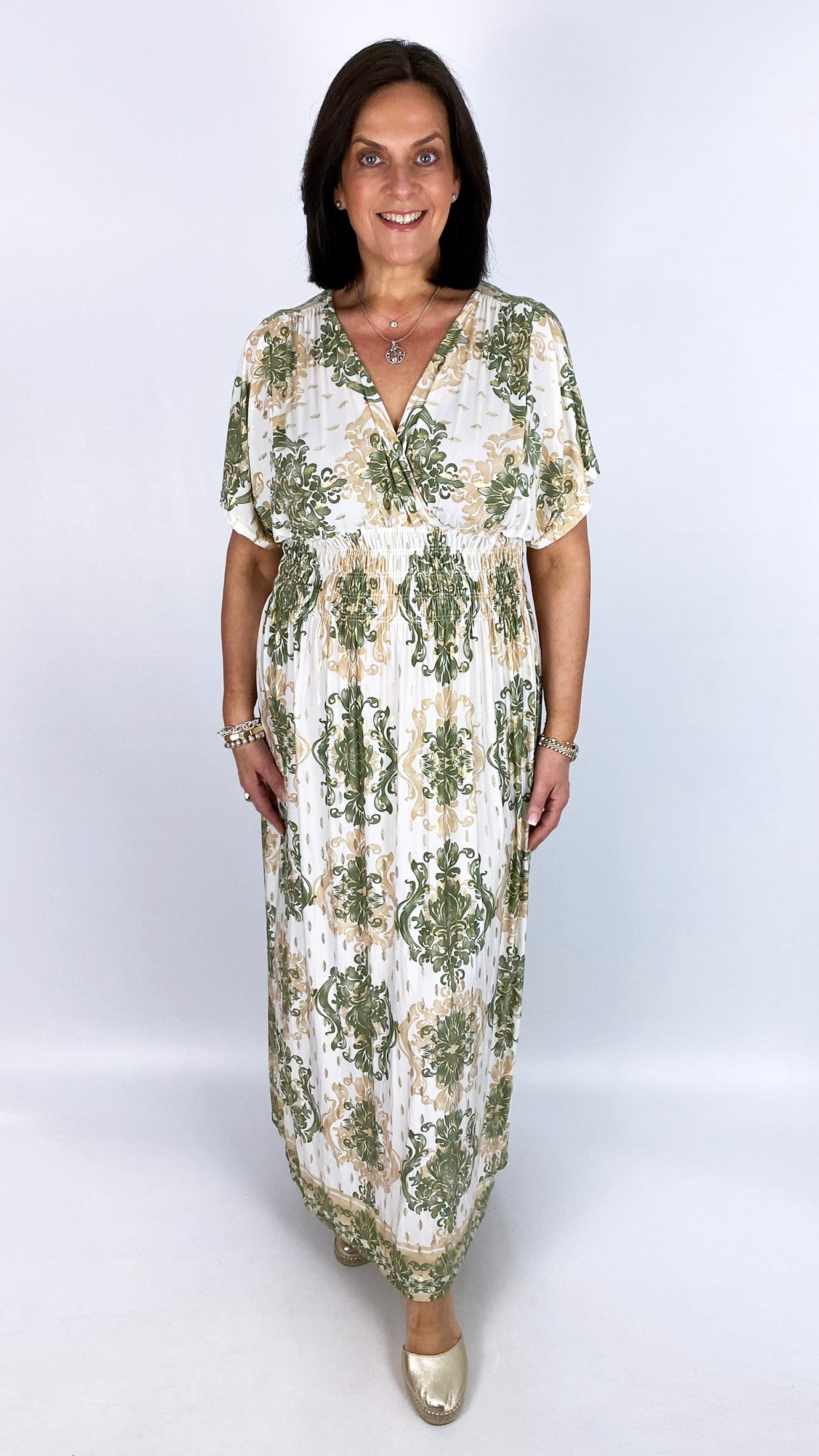Crease-free crossover maxi dress | 3 classic Baroque Prints