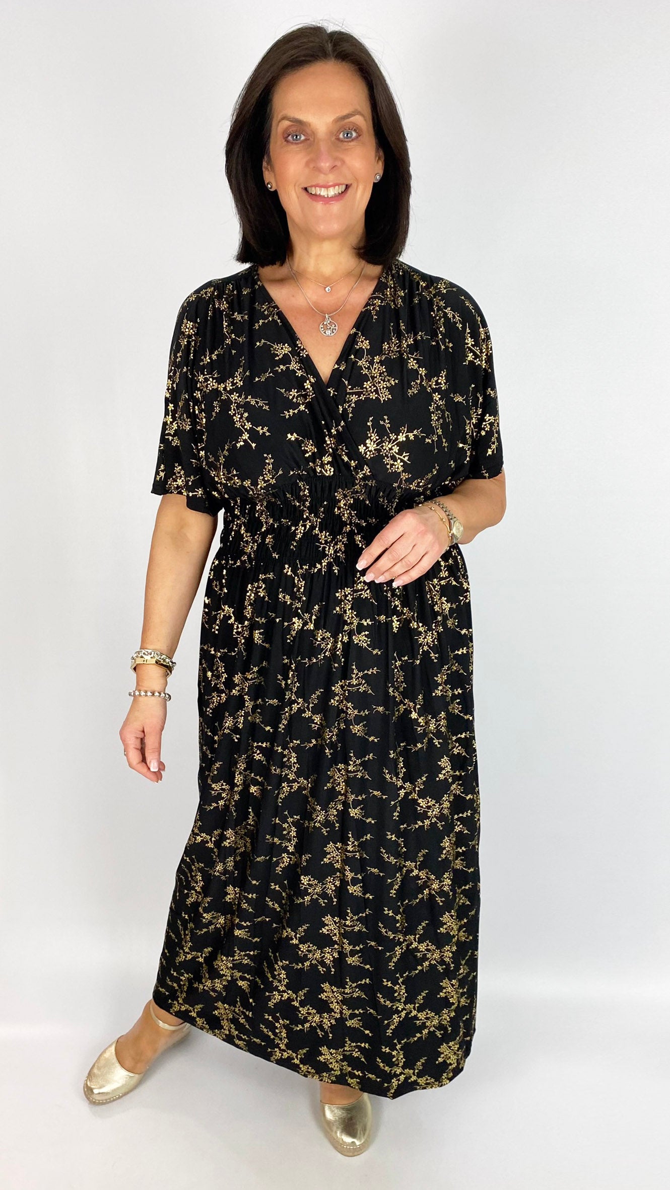 Crease-free crossover cherry blossom maxi dress | 9 Colours