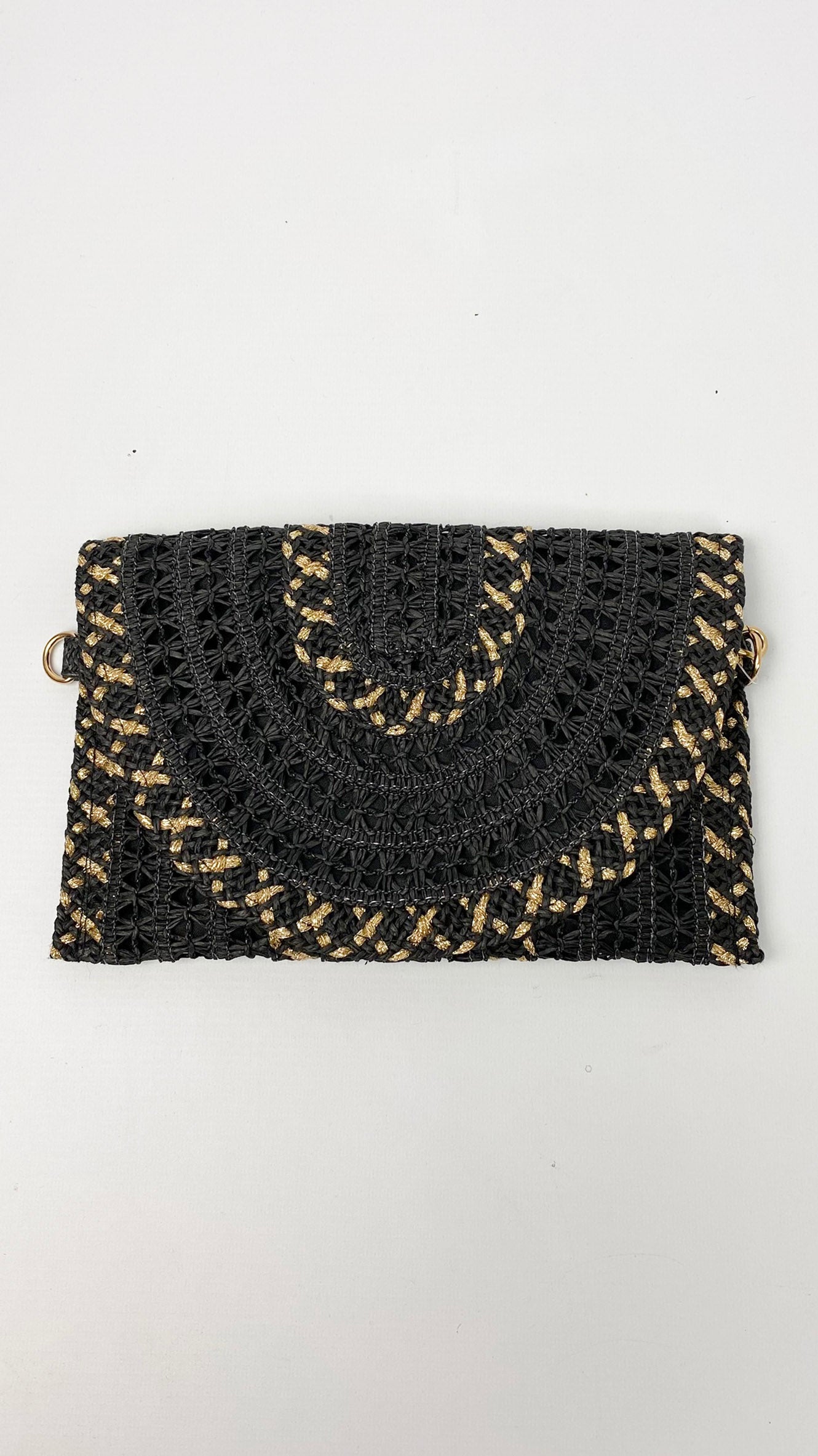 Raffia clutch bag w/ faux leather crossbody strap | 2 Colours