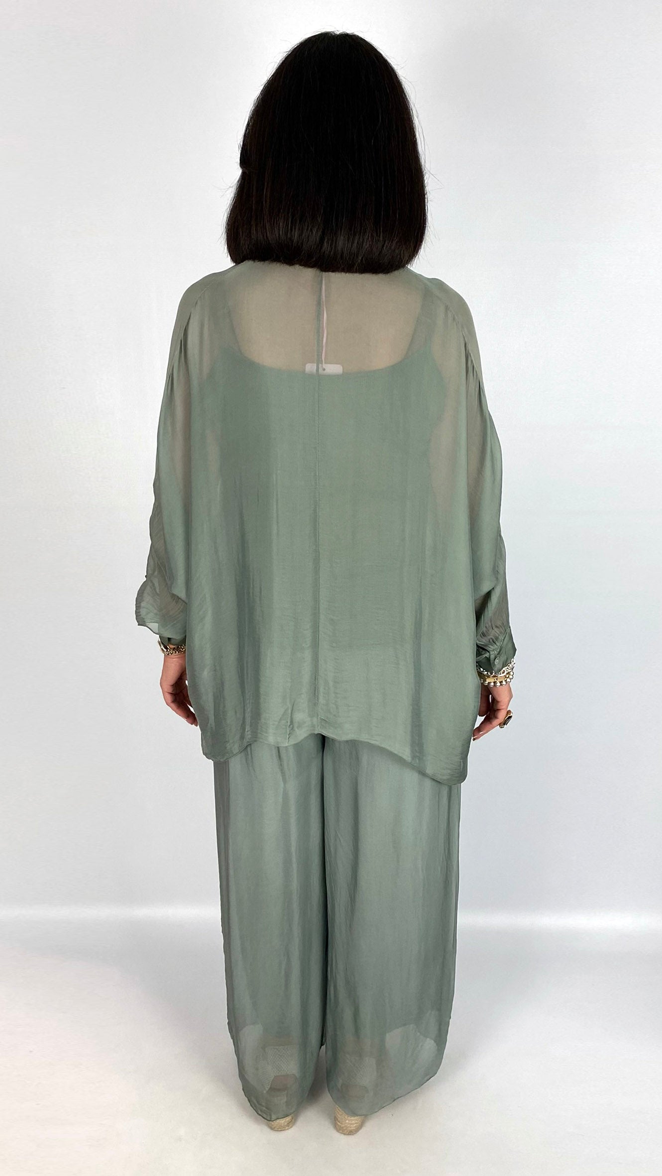 Silk button-front shirt & cami set | 3 Colours