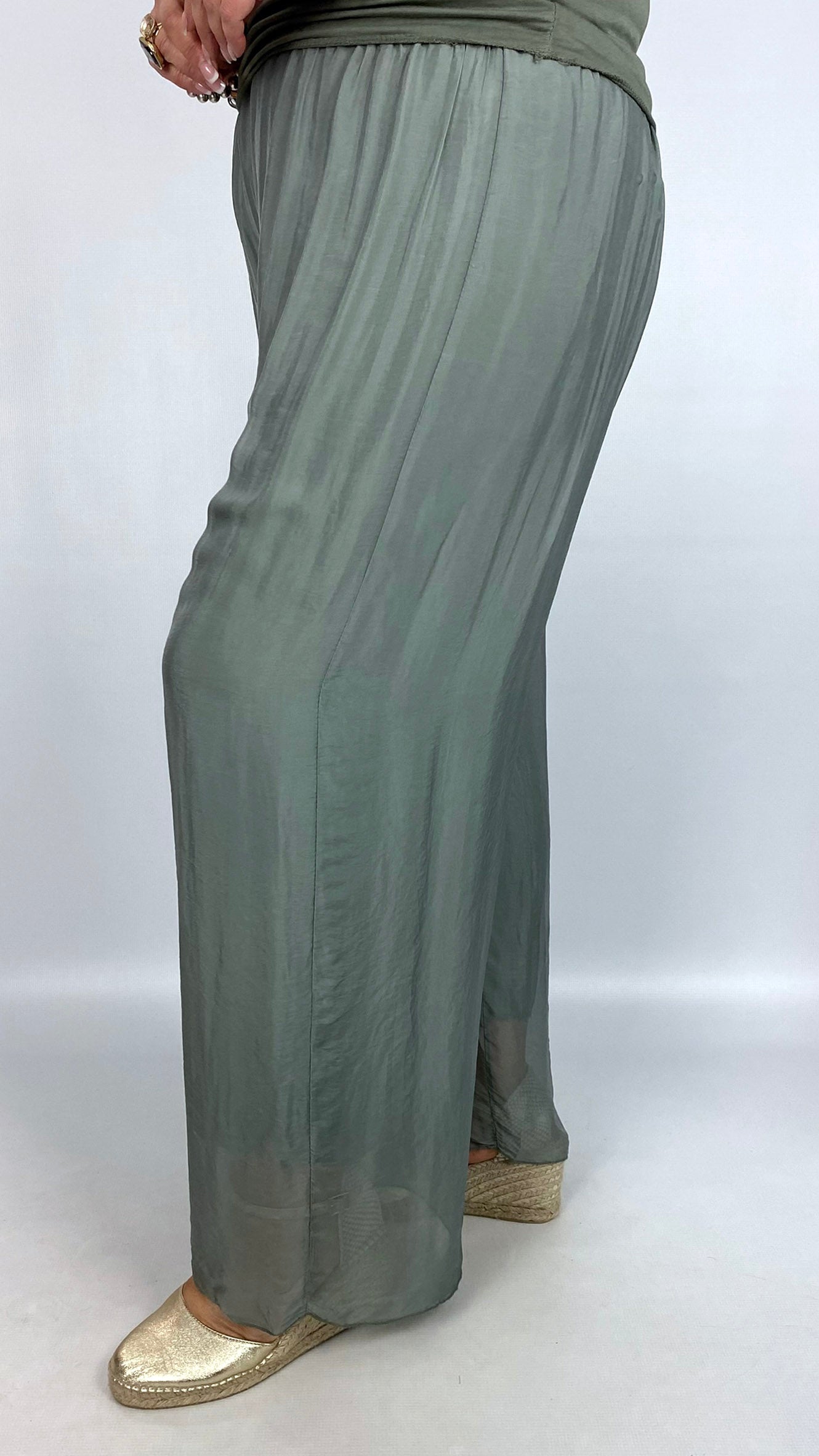 Silk wide-leg pull-on pants | 4 Colours