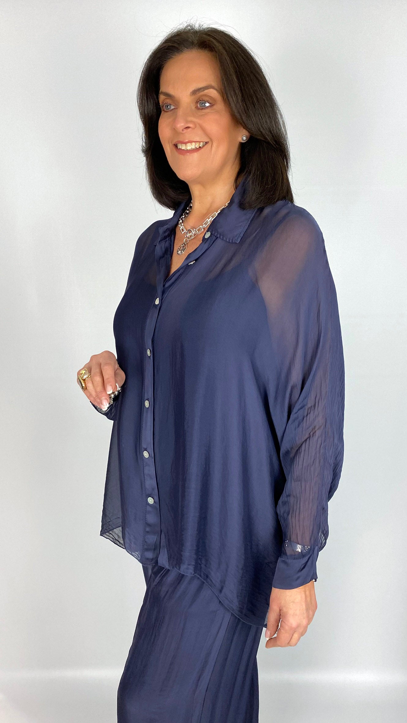 Silk button-front shirt & cami set | 3 Colours