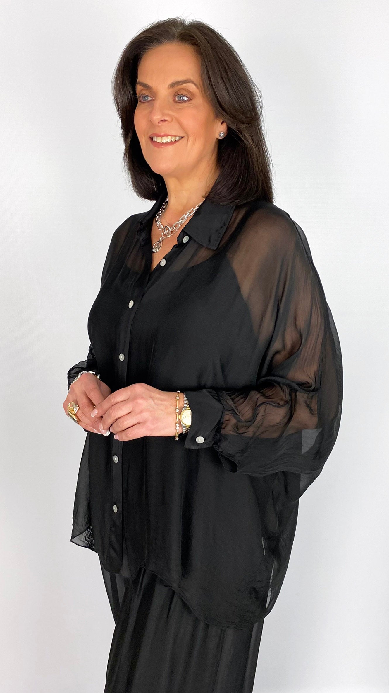 Silk button-front shirt & cami set | 3 Colours