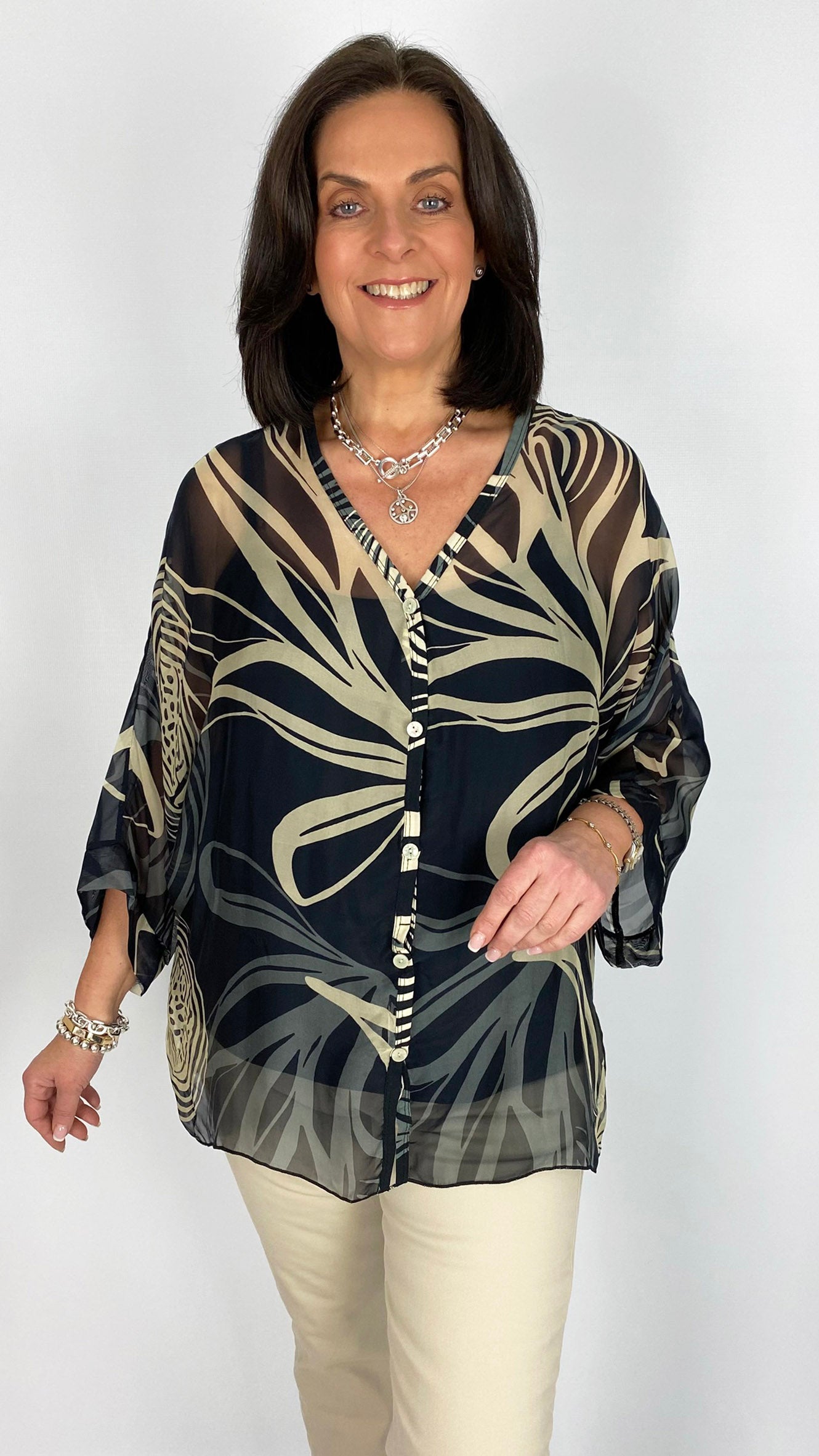 Silk print blouse & cami set | 2 Colours