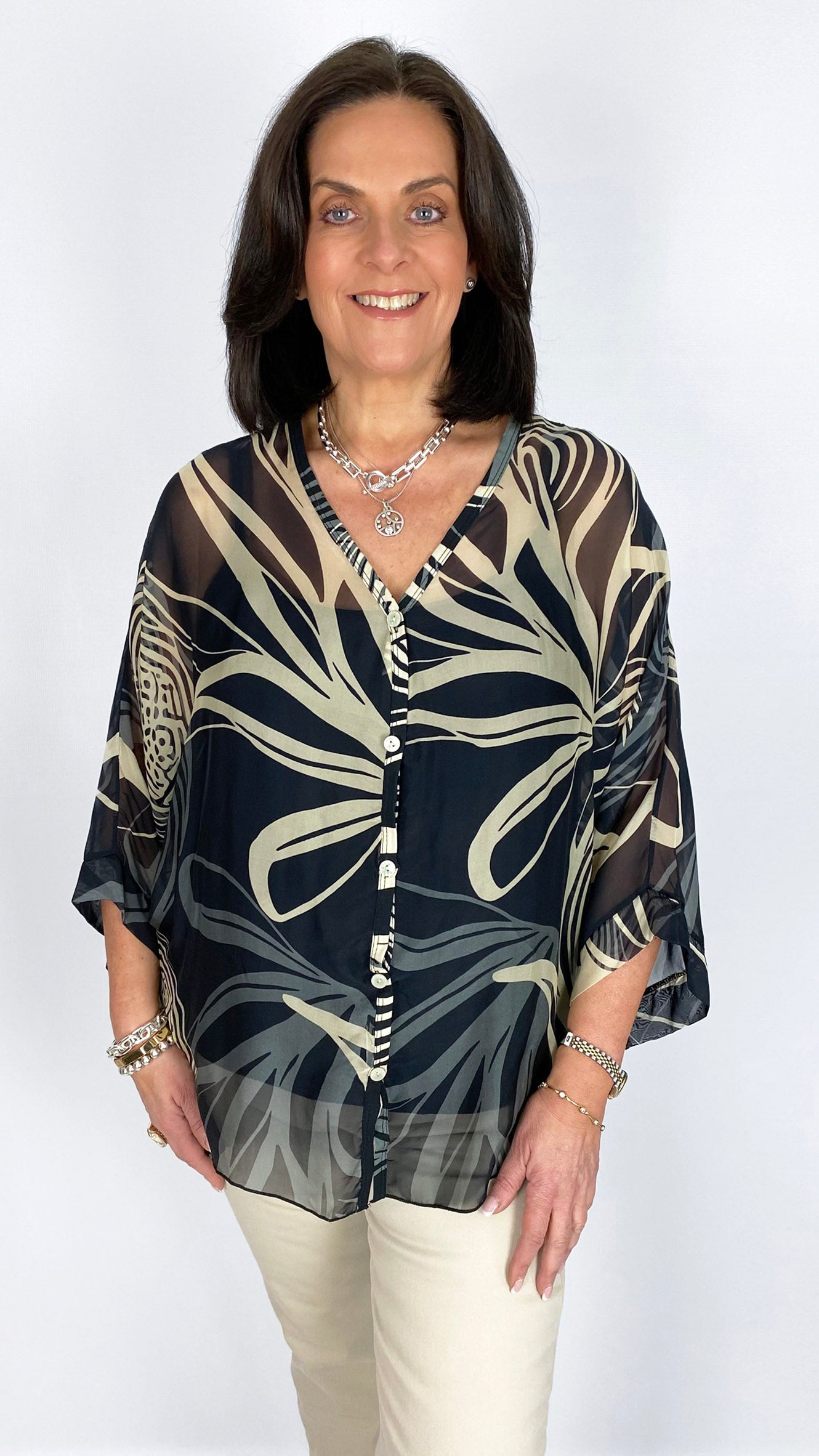 Silk print blouse & cami set | 2 Colours