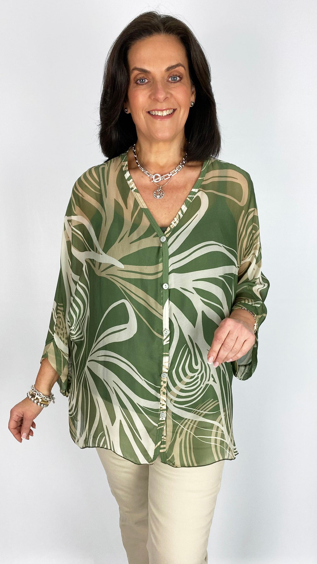 Silk print blouse & cami set | 2 Colours