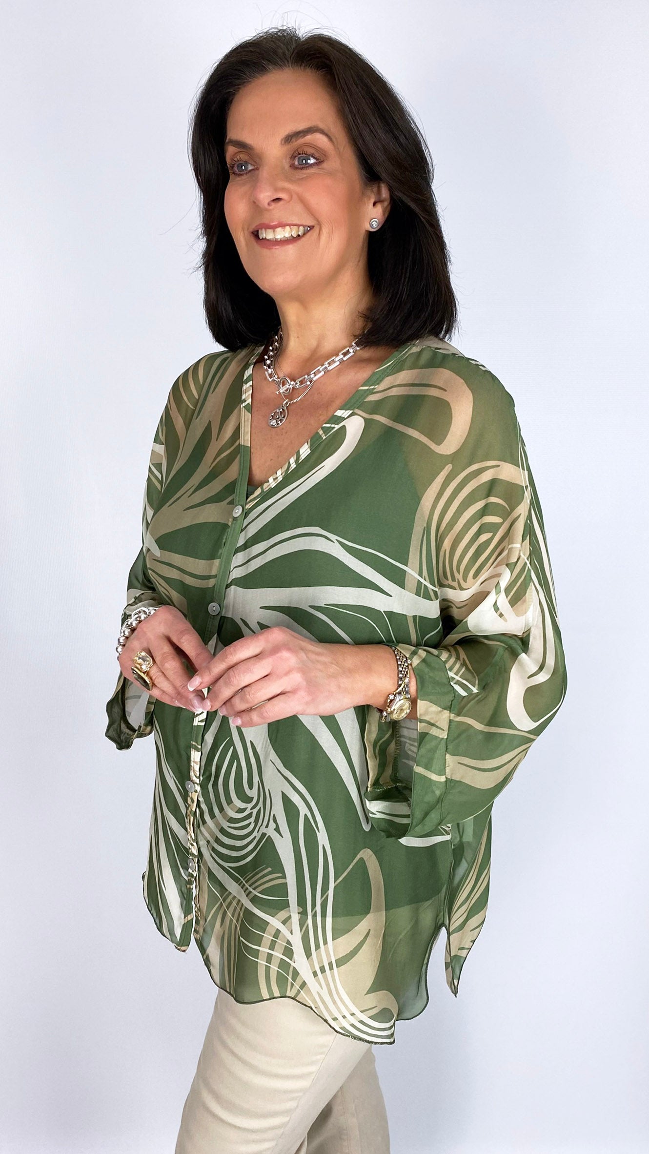 Silk print blouse & cami set | 2 Colours
