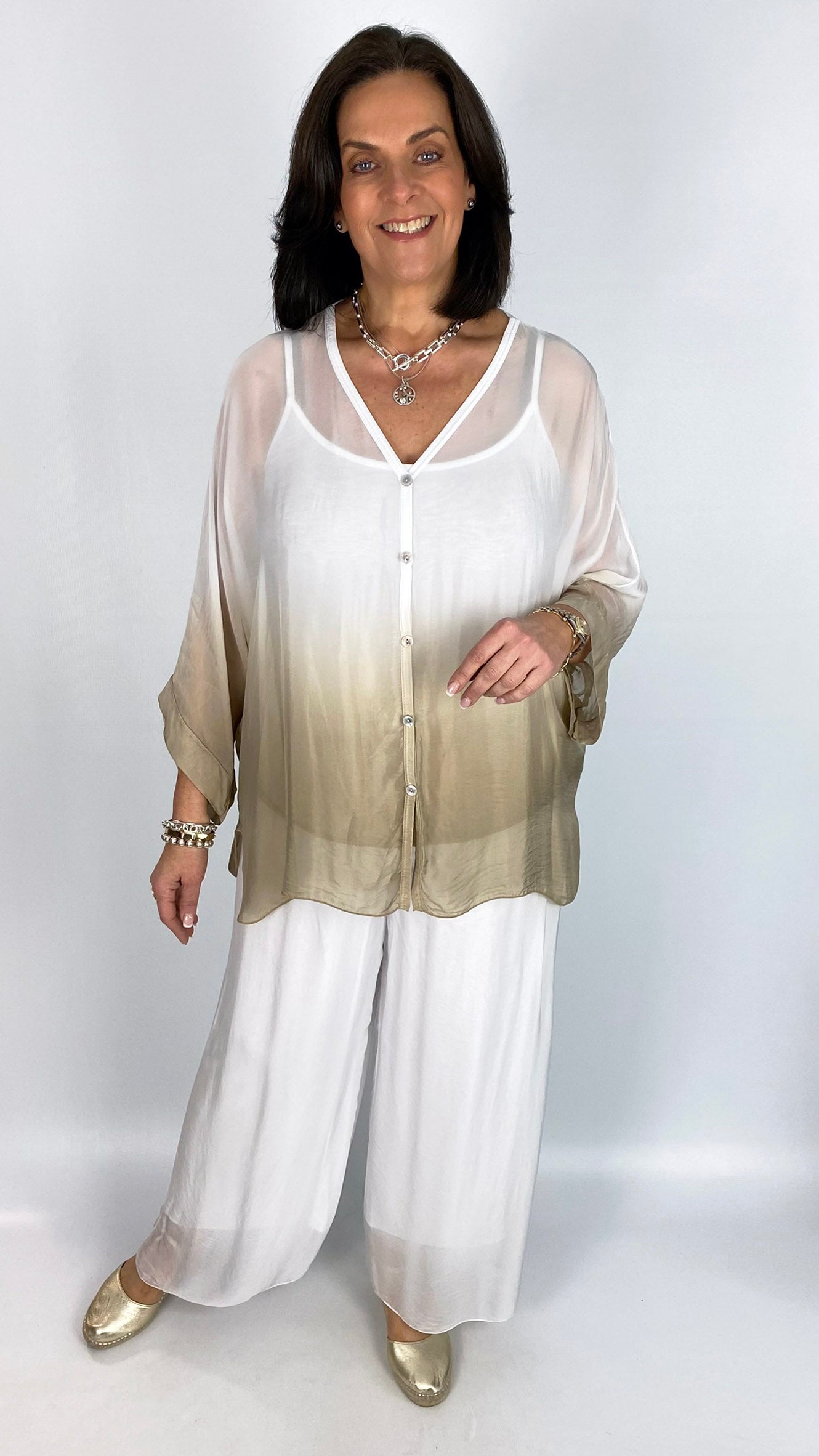 Silk wide-leg pull-on pants | 4 Colours