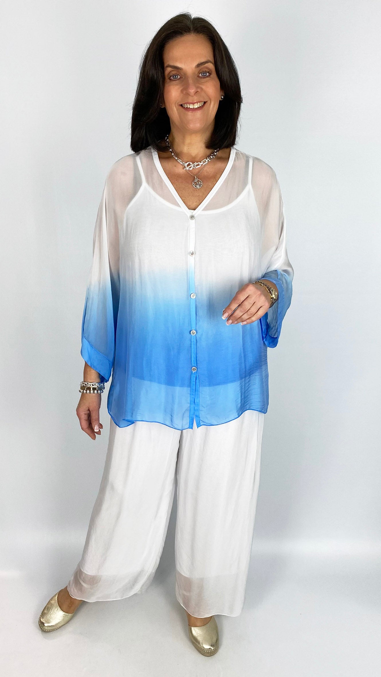 Silk wide-leg pull-on pants | 4 Colours