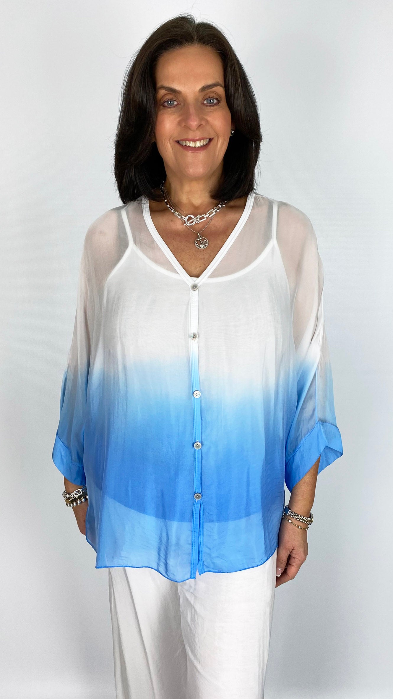 Silk dip-dye blouse & cami set | 2 Colours