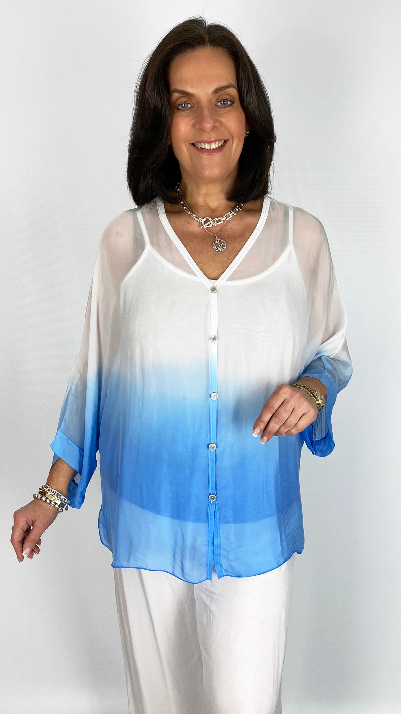 Silk dip-dye blouse & cami set | 2 Colours