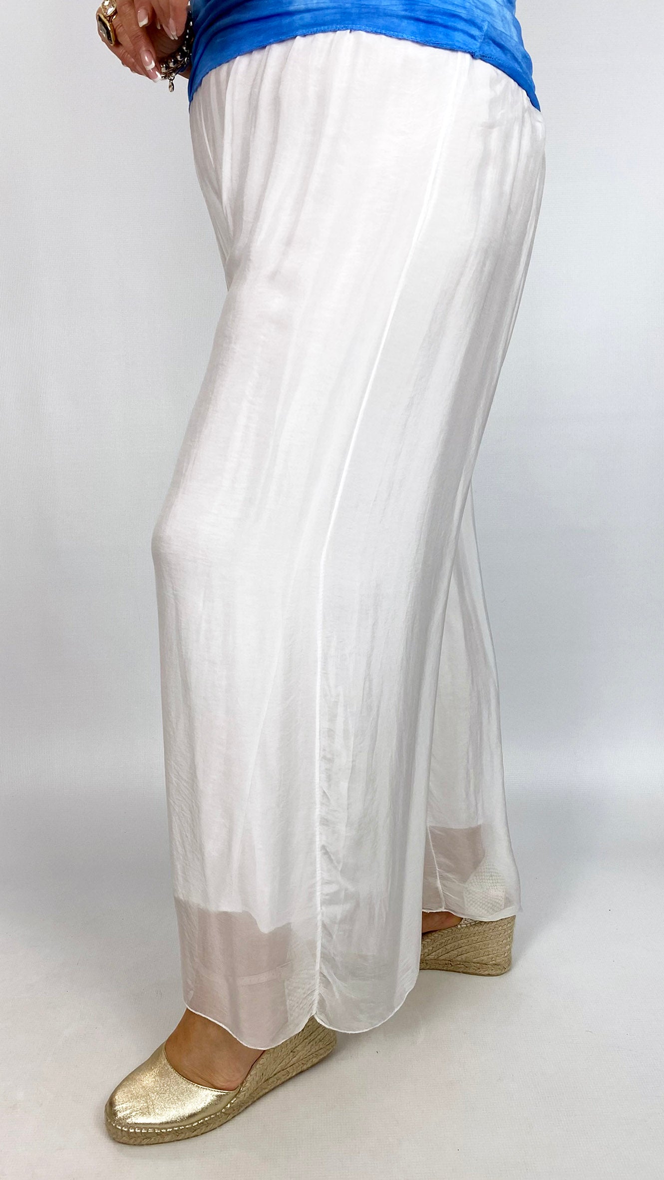 Silk wide-leg pull-on pants | 4 Colours