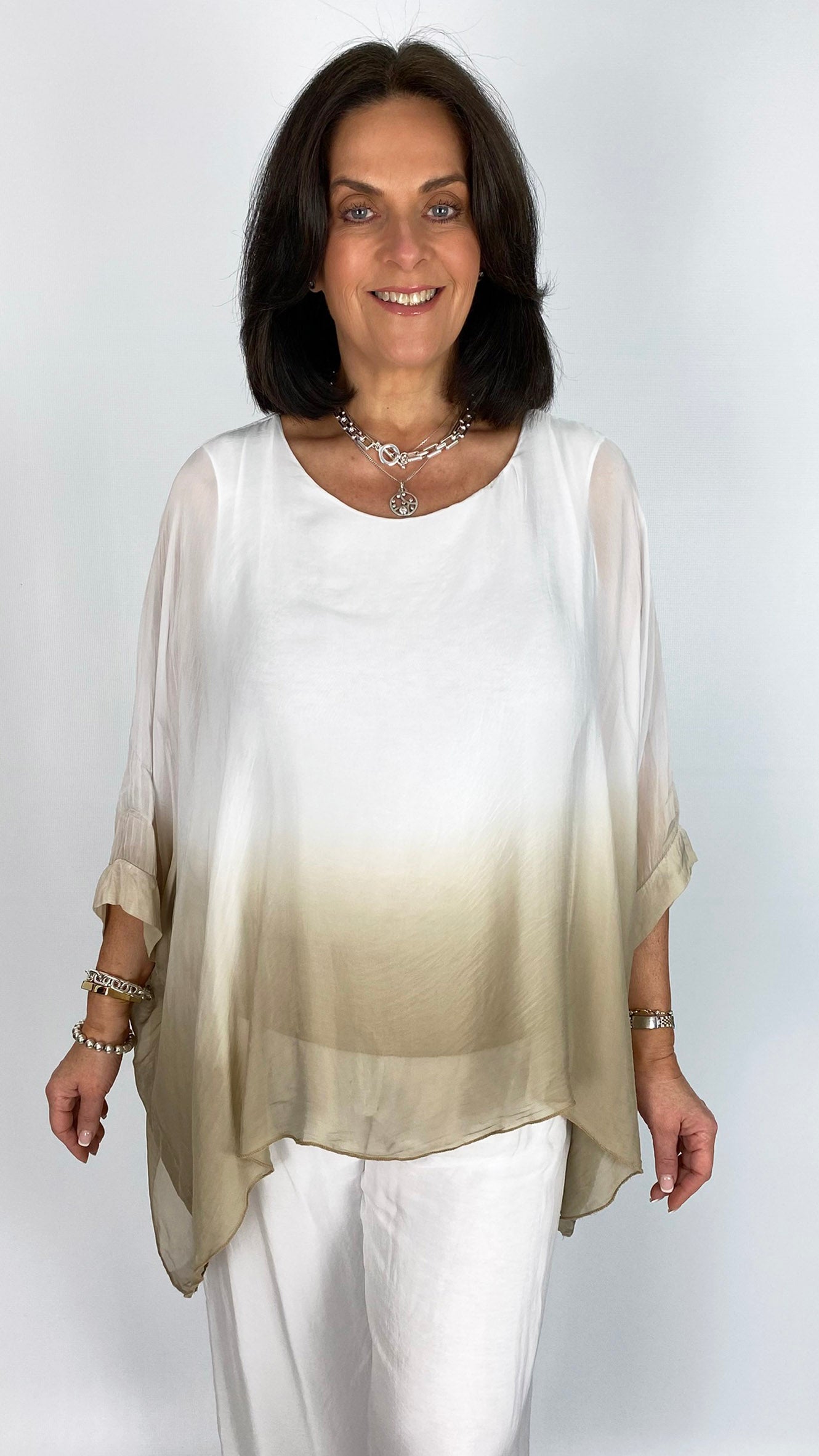 Silk dip-dye batwing tunic top | 3 Colours