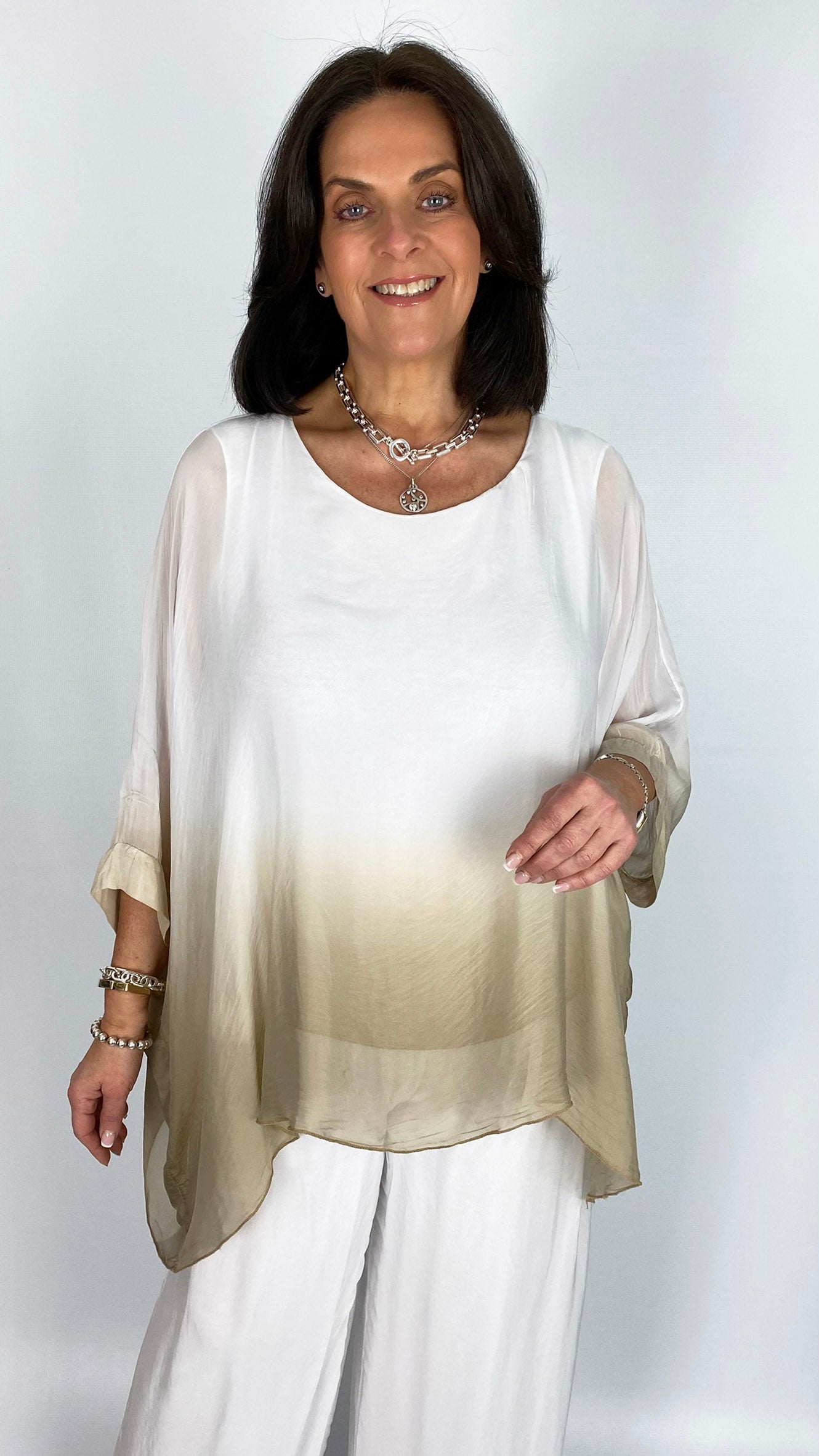 Silk dip-dye batwing tunic top | 3 Colours