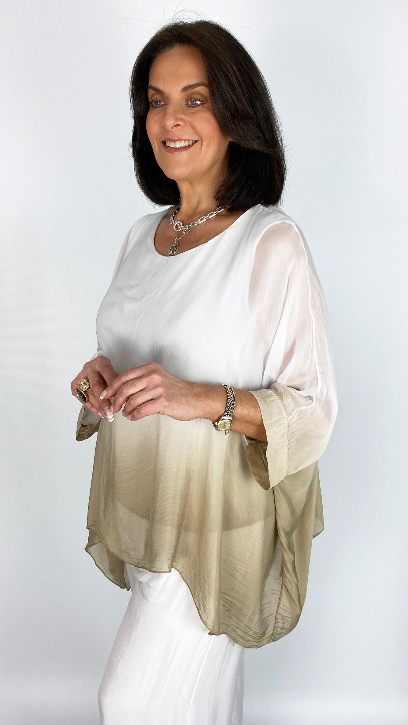 Silk dip-dye batwing tunic top | 3 Colours