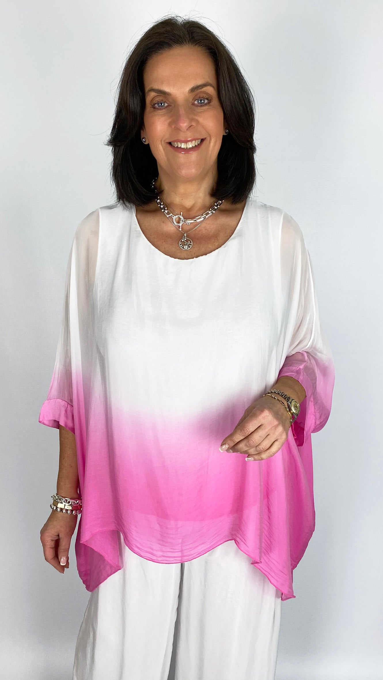 Silk dip-dye batwing tunic top | 3 Colours