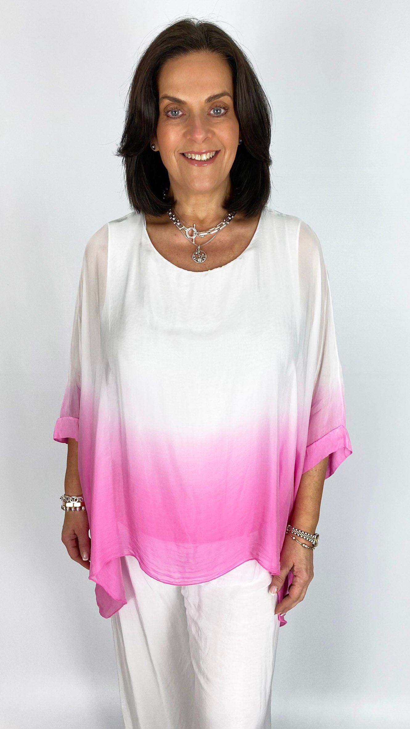 Silk dip-dye batwing tunic top | 3 Colours