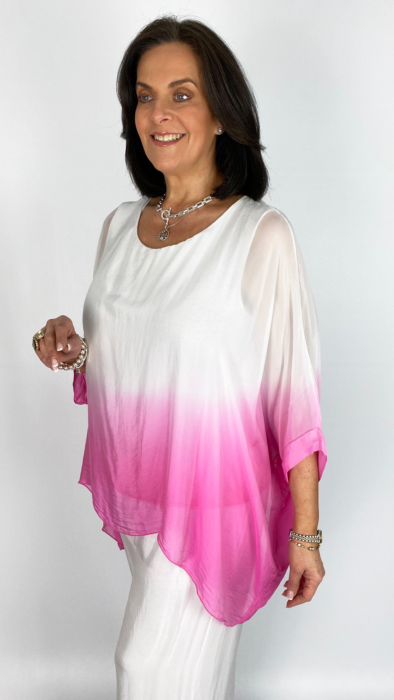 Silk dip-dye batwing tunic top | 3 Colours