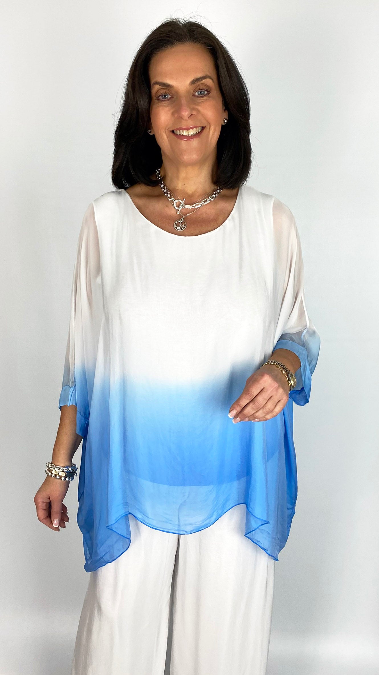 Silk dip-dye batwing tunic top | 3 Colours