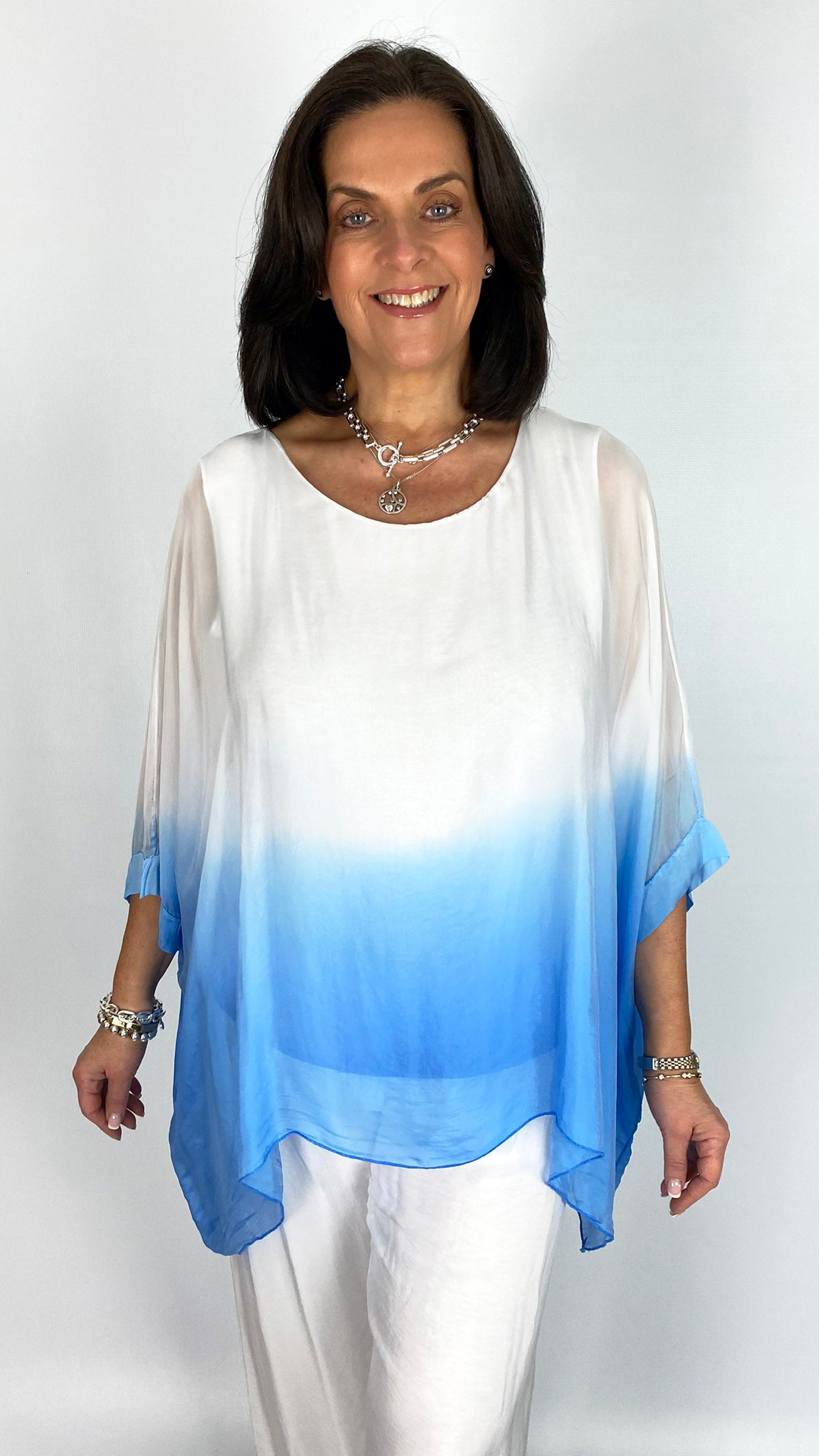 Silk dip-dye batwing tunic top | 3 Colours