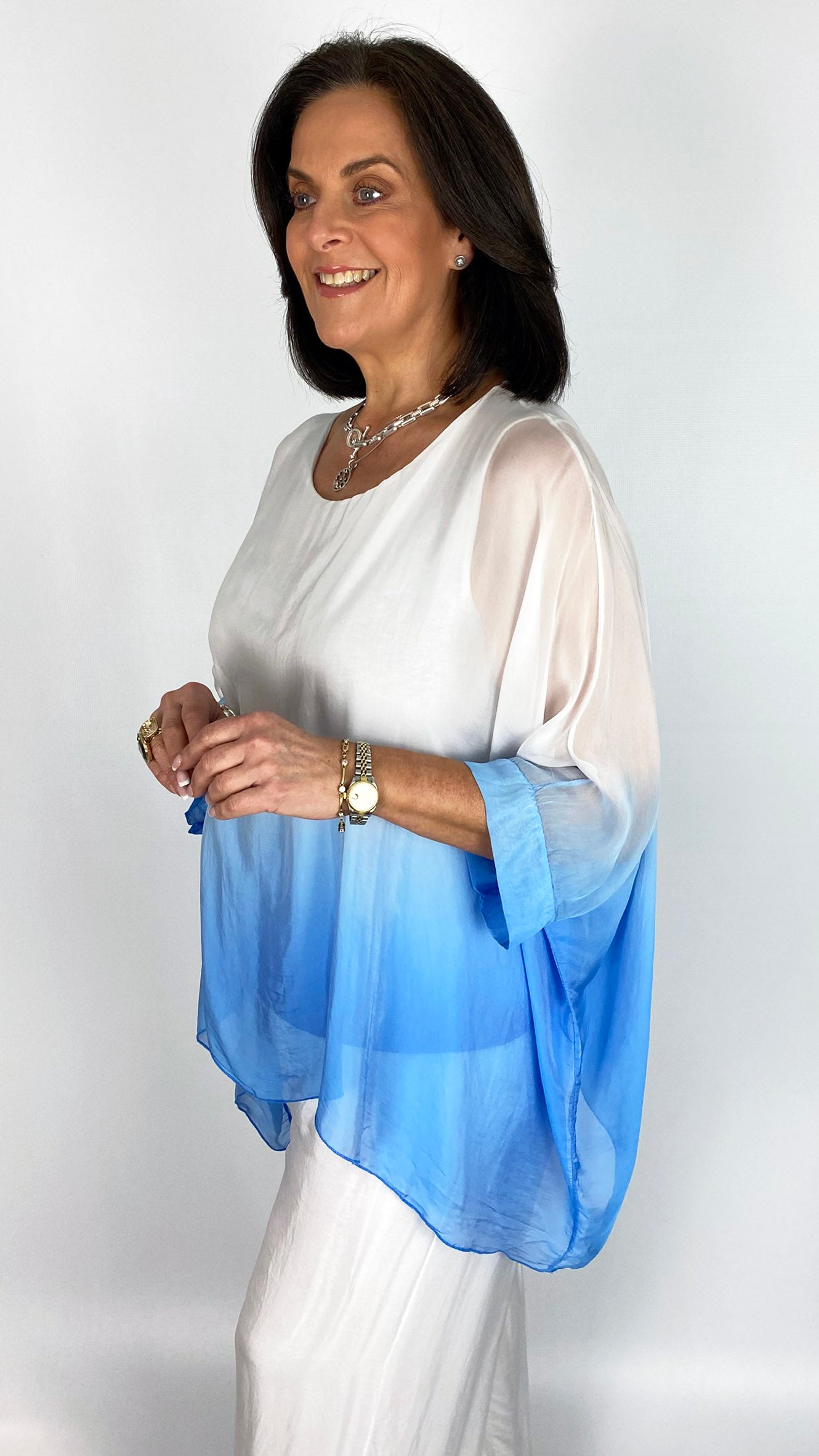 Silk dip-dye batwing tunic top | 3 Colours