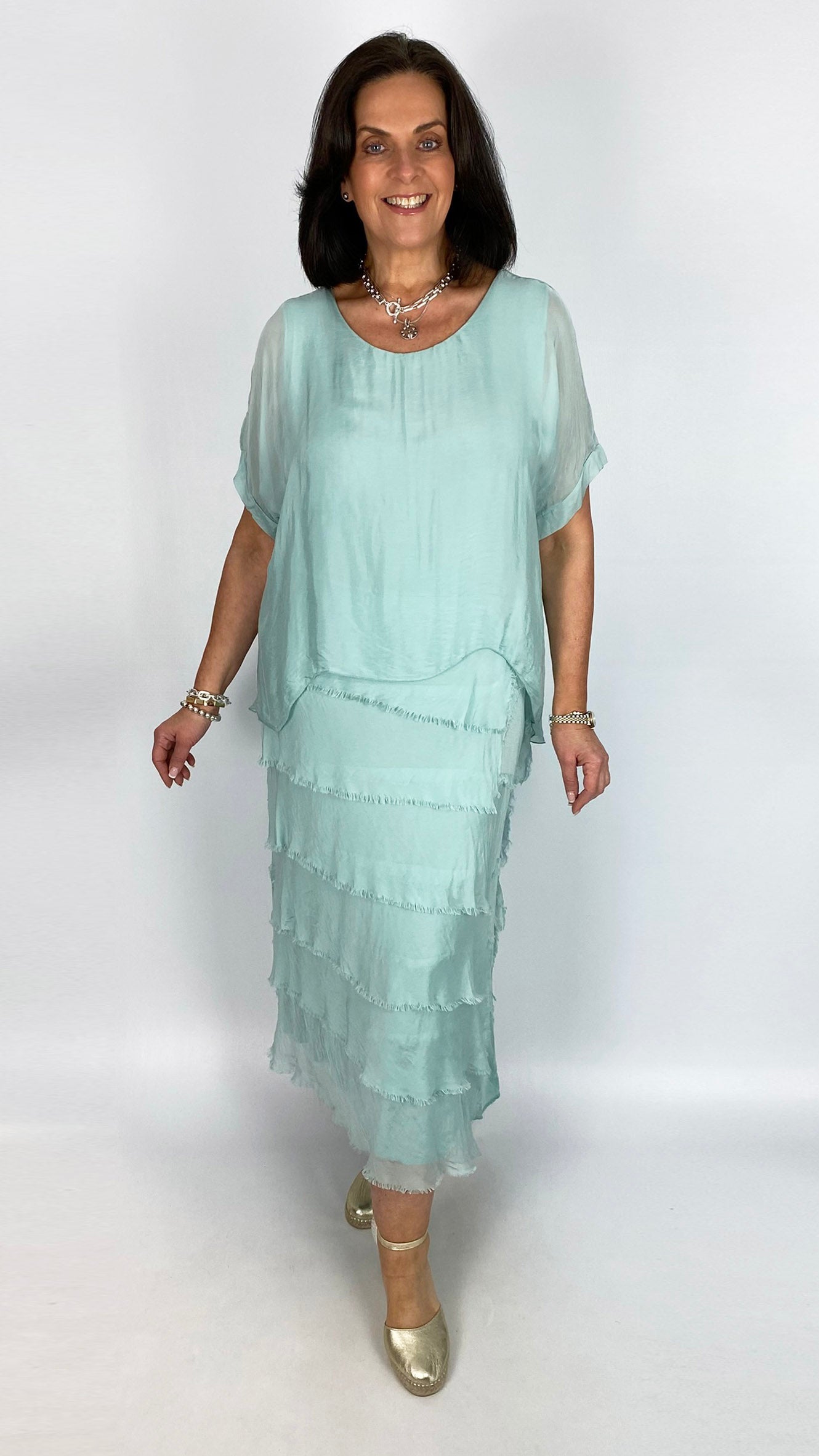 Silk tiered dress | Mint