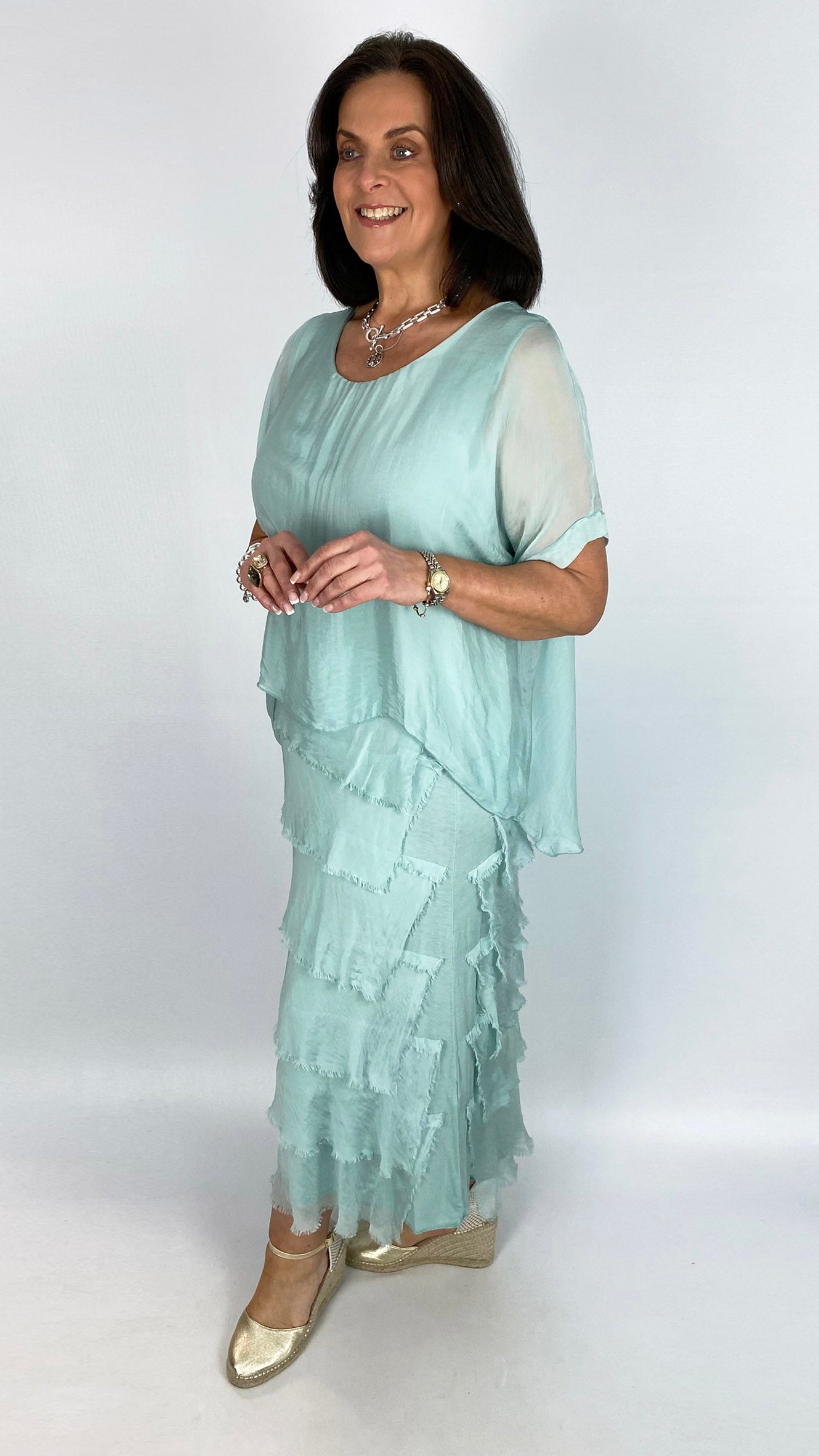 Silk tiered dress | Mint