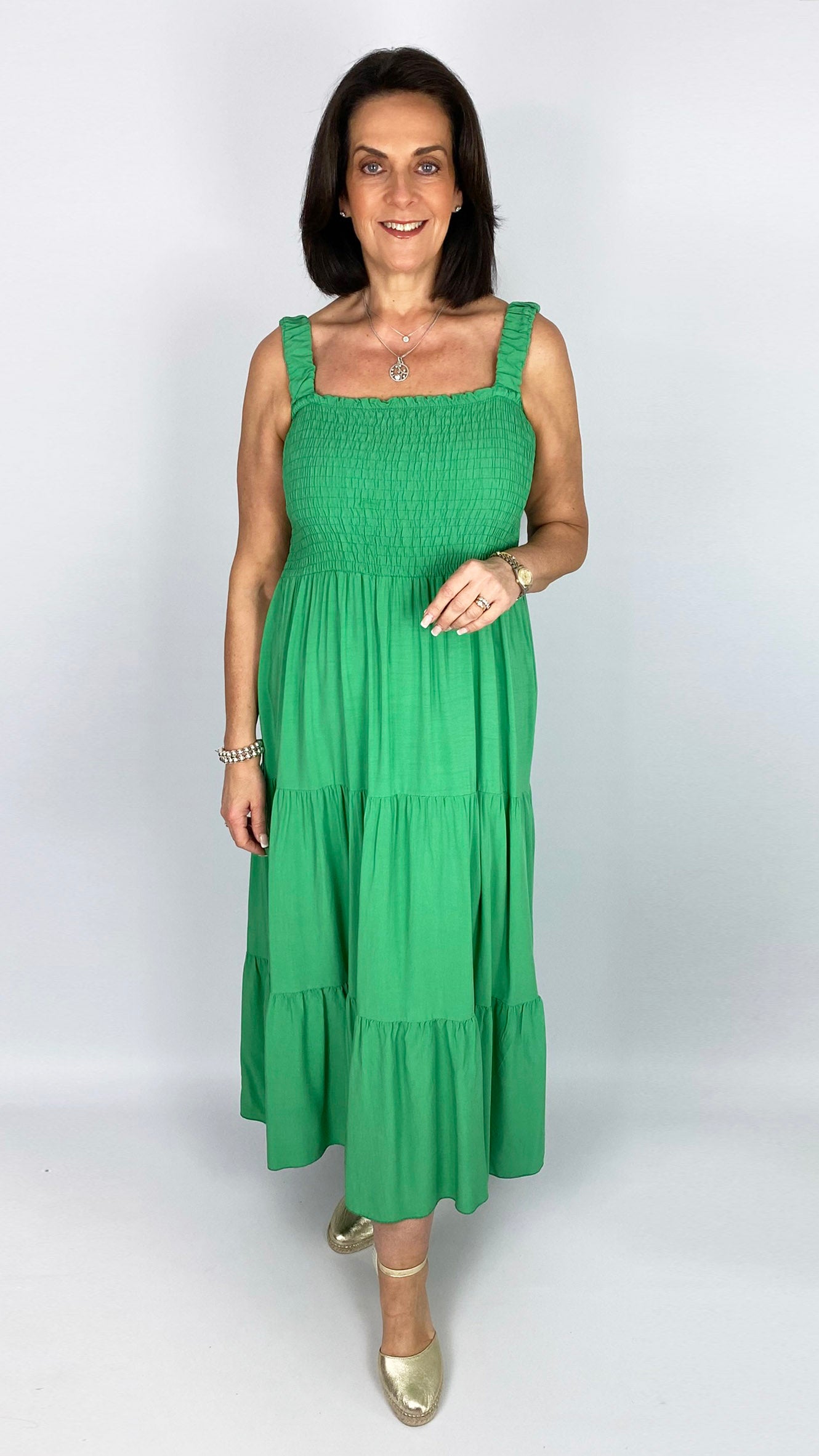 Shirred bust tiered maxi dress | 7 Colours