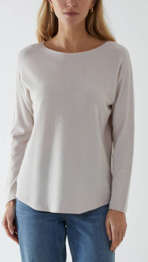 Essential curved hem slash neck jumper |6 Colours | Last 1s