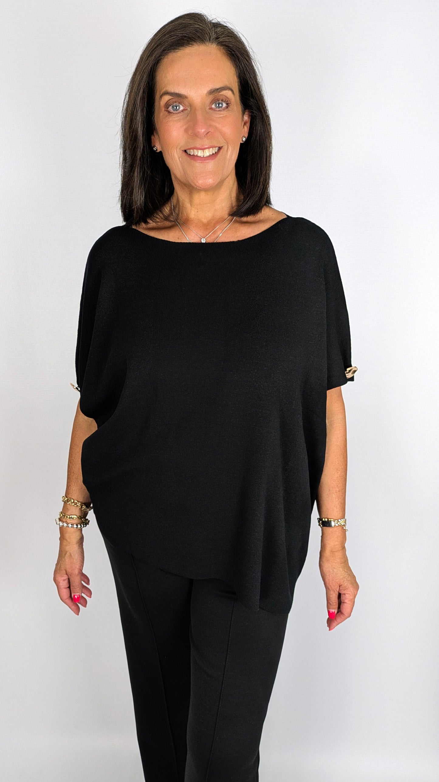 Asymmetric gold button jumper | 2 Colours