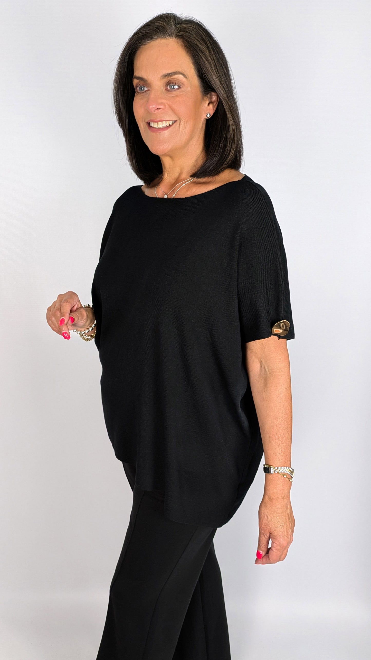 Asymmetric gold button jumper | 2 Colours
