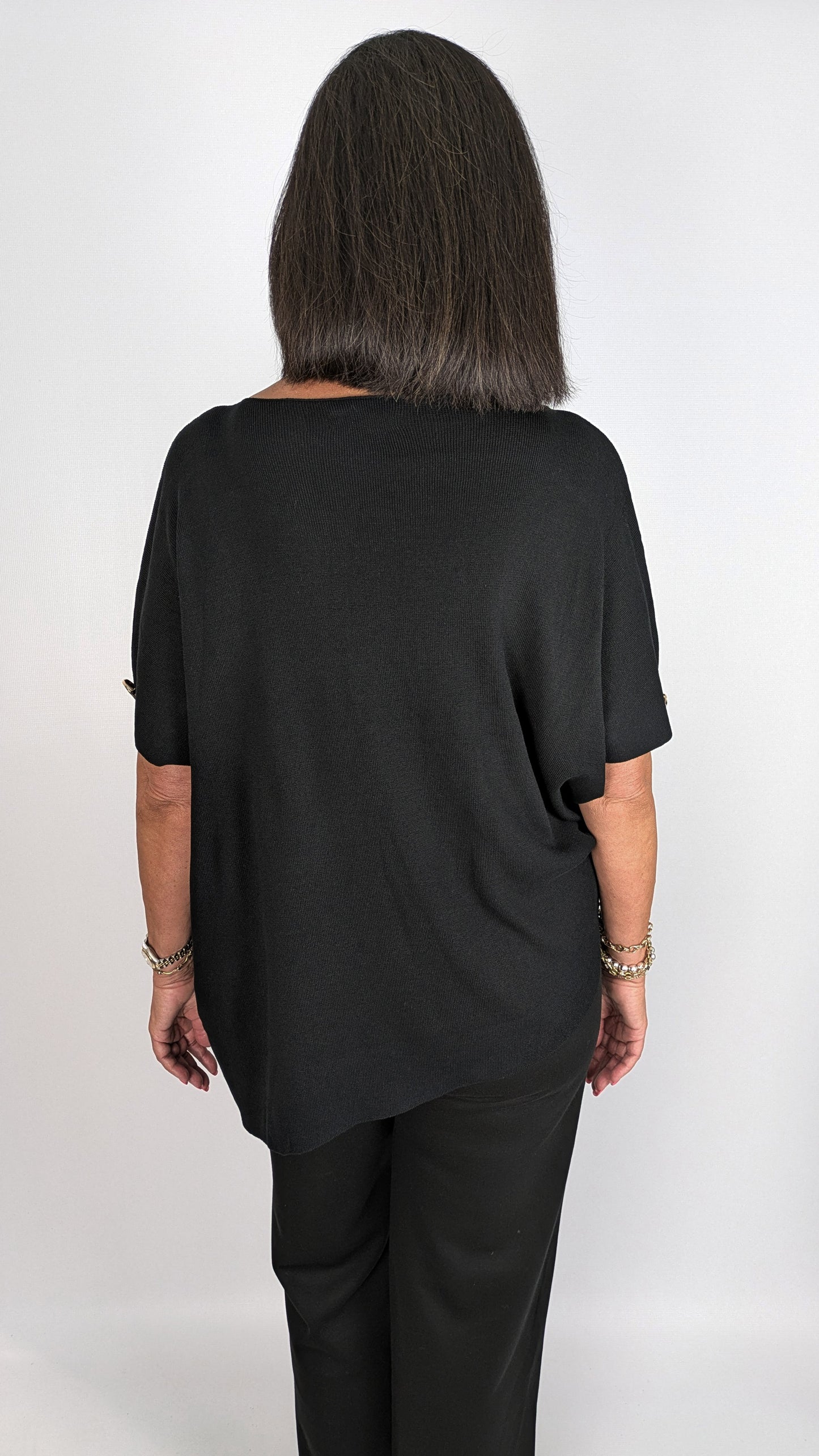 Asymmetric gold button jumper | 2 Colours