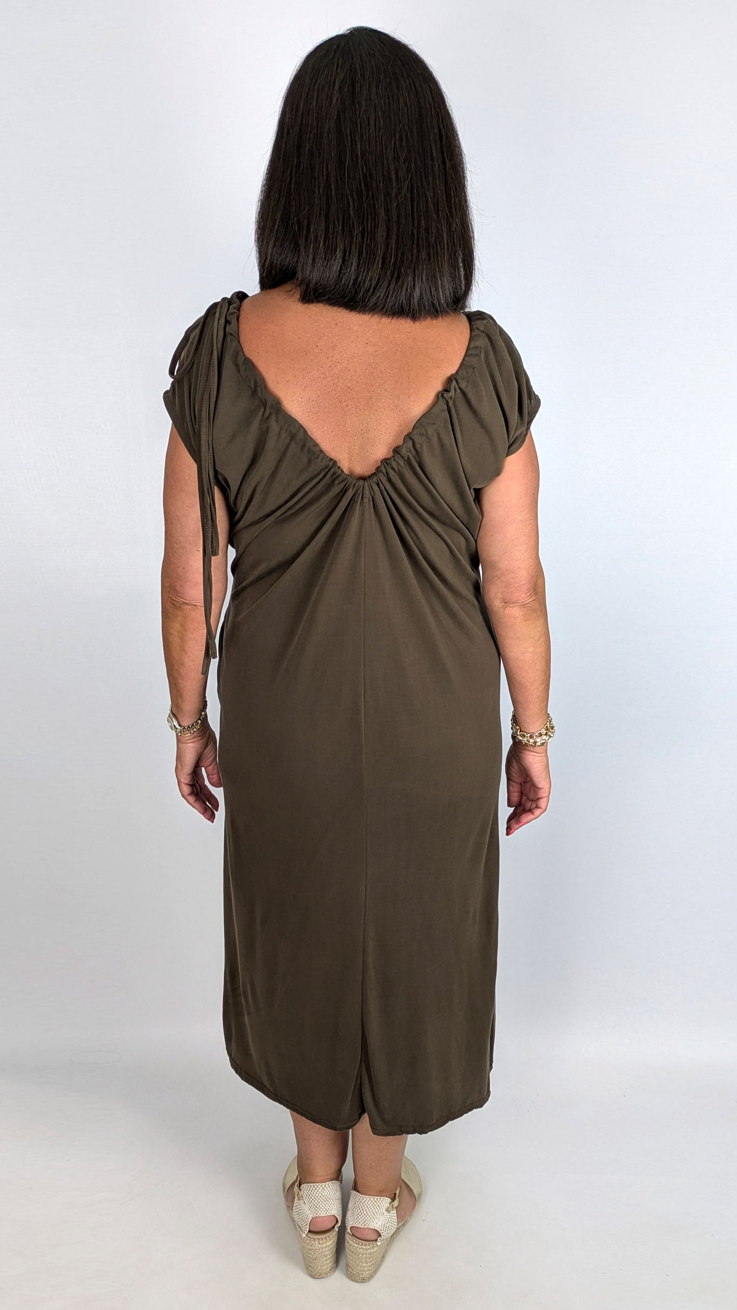 Ruched cap sleeve v-neck dress | 2 Colours
