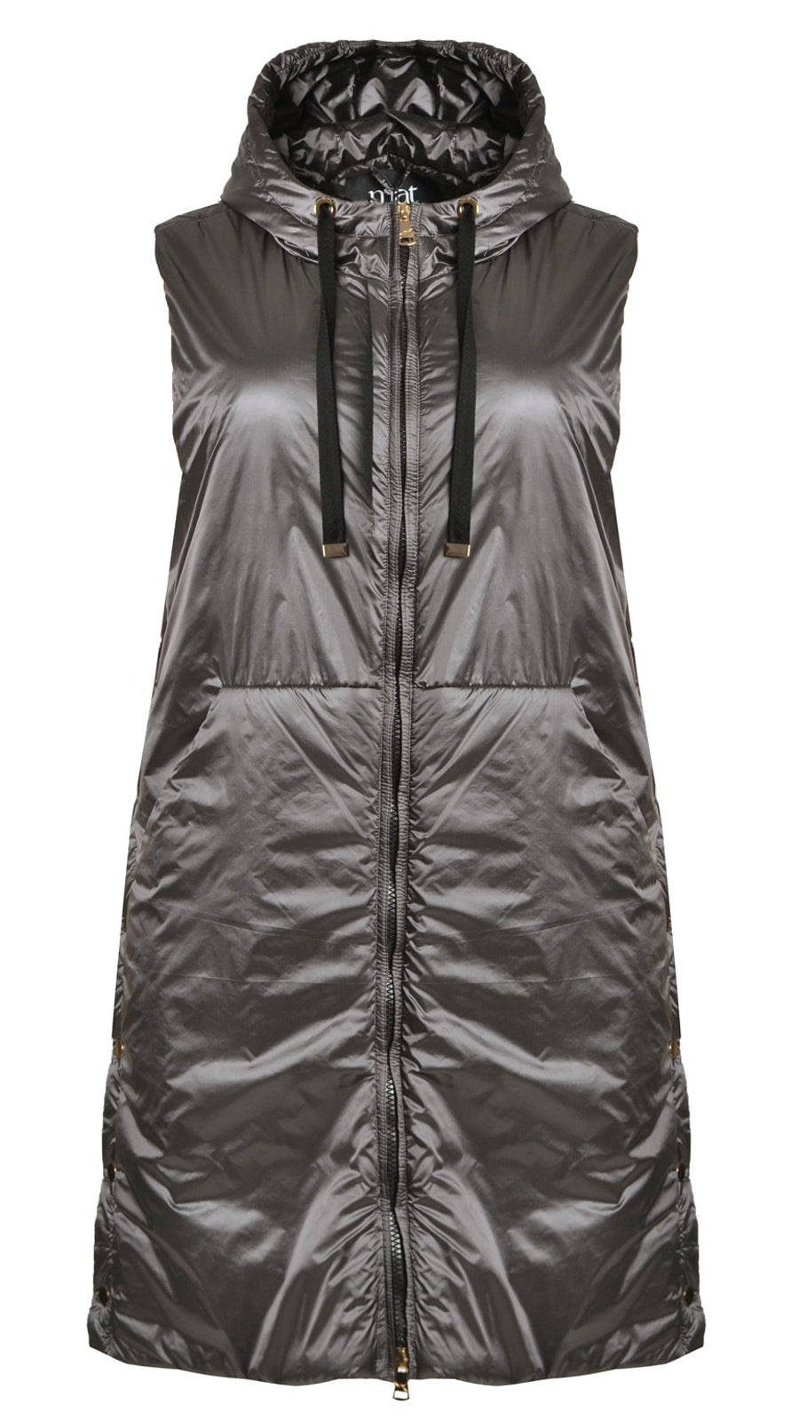 Zip-through button-side gilet by Mat | Silver