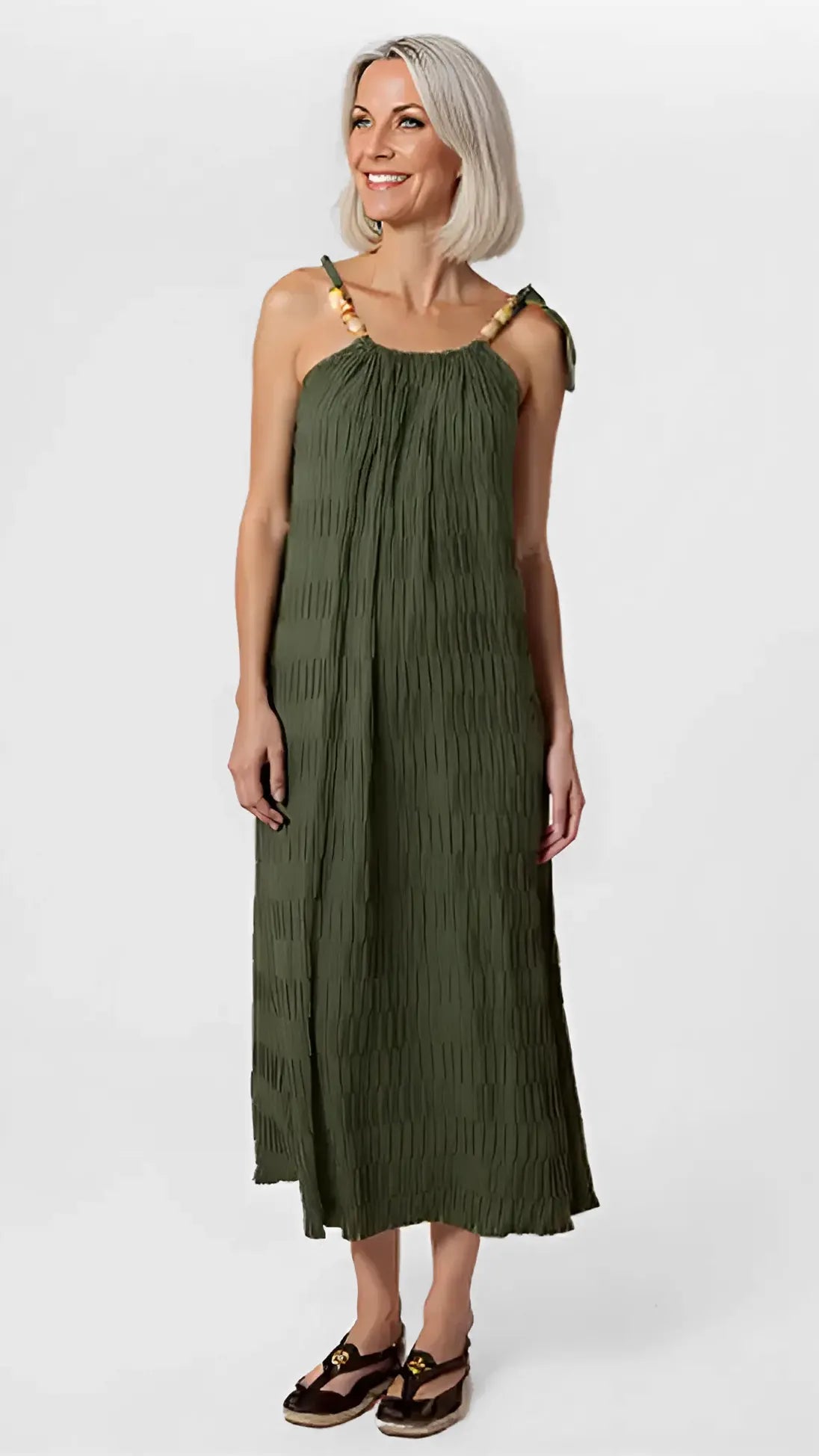 Beaded tie crinkle midaxi dress | 6 Colours | last 1s