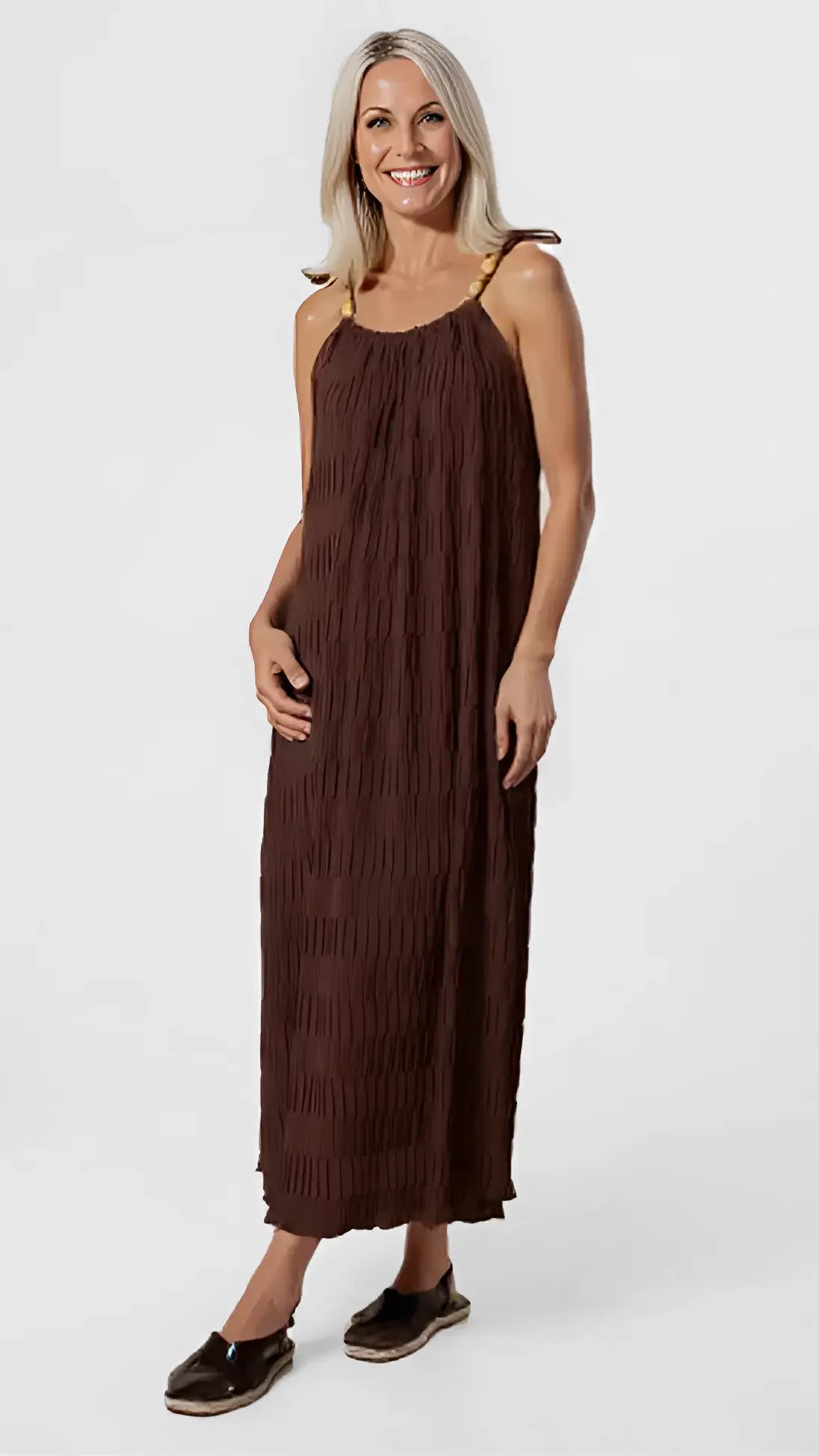 Beaded tie crinkle midaxi dress | 6 Colours | last 1s