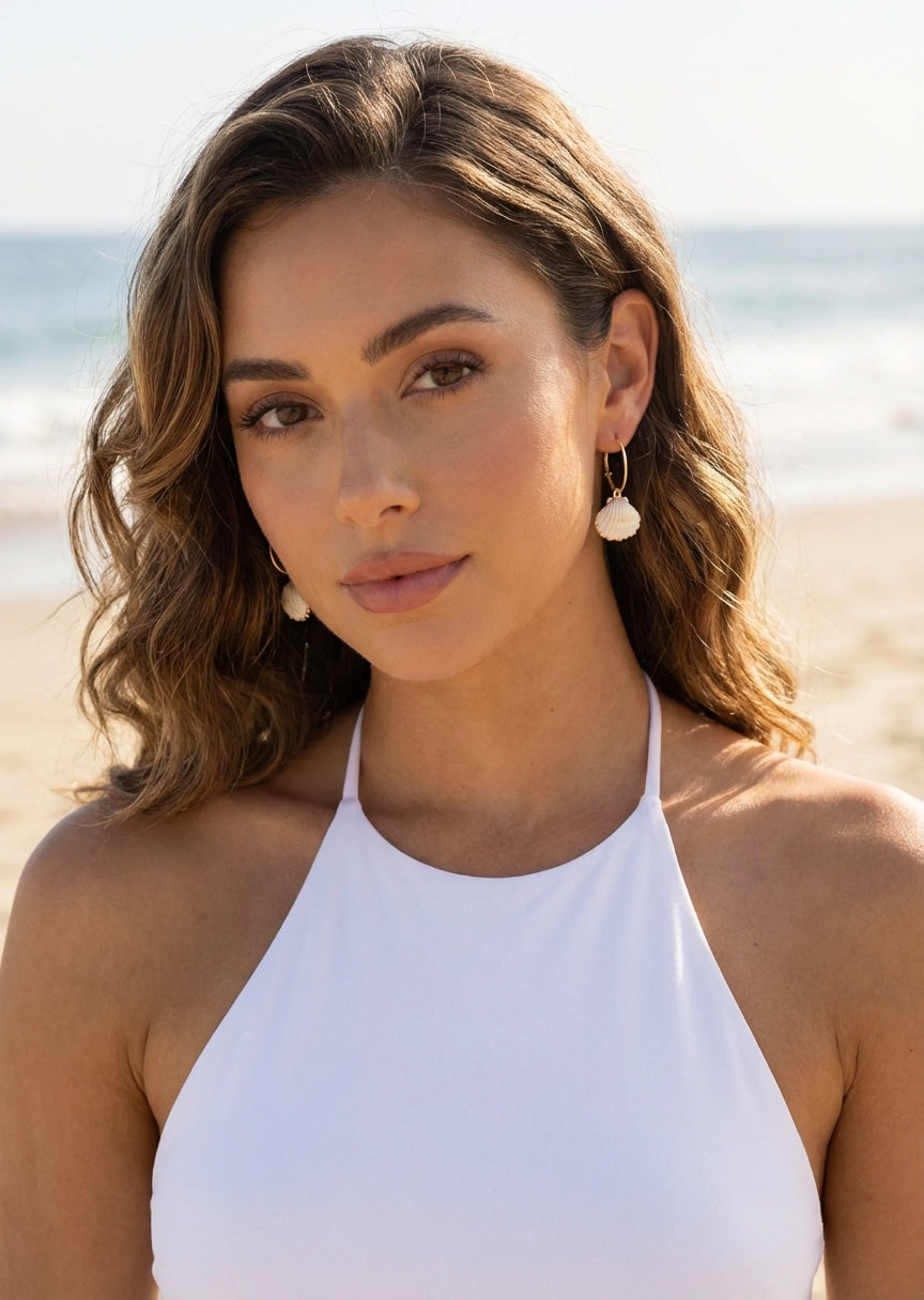 Paula earrings | Gold/White