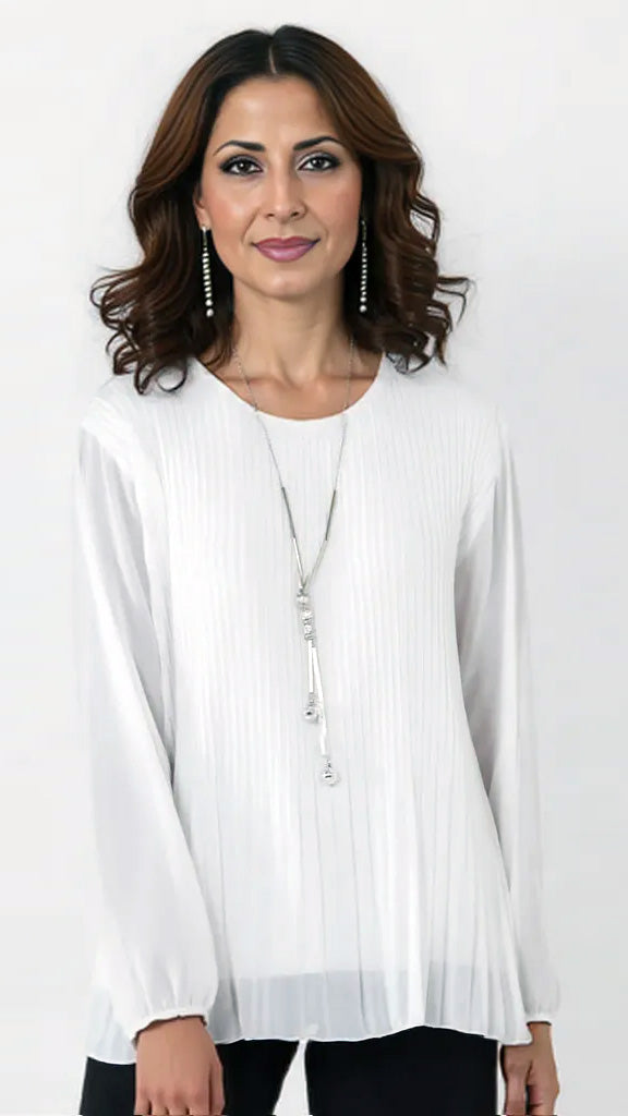 Pleated front chiffon top | 9 Colours
