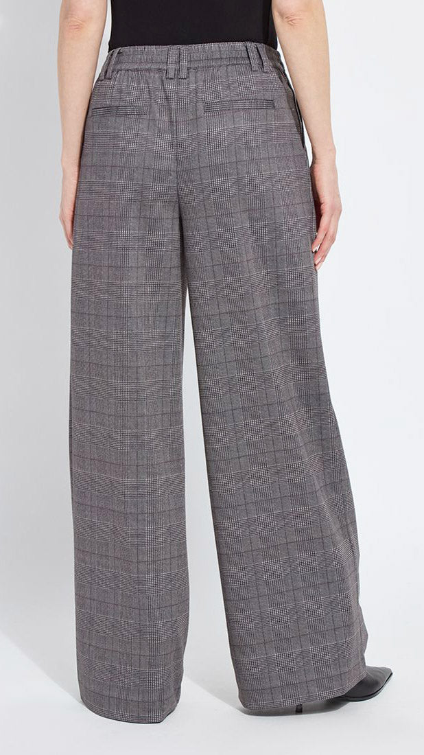Pleated wide leg ponte jacquard trouser | London Glen Plaid | by Lysse NY | new! AW25/6