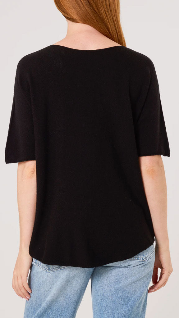V neck short-sleeve jumper | Black